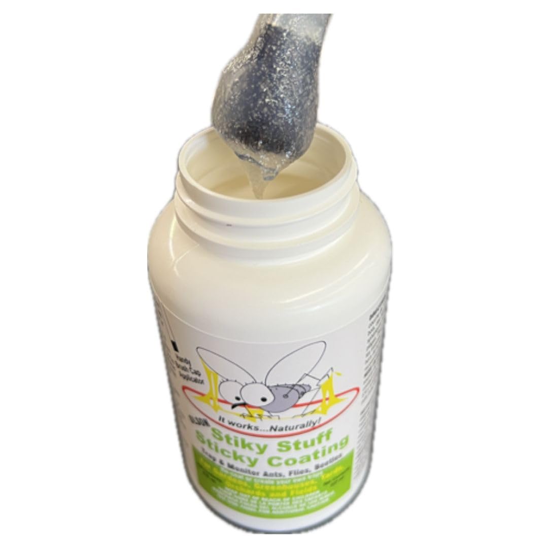 Olson Sticky Stuff Brush-On Insect Trap Coating - 8oz with Brush Cap | Non-Toxic Fly & Pest Control for Indoor/Outdoor Use | Ideal for Windows, Plants & Fruit Trees