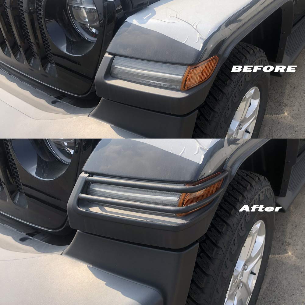 2018-2022 Jeep Wrangler JL Black Plastic Front Bumper Fog Light & Taillight Cover Trims with Side Turn Signal | Durable Exterior Accessories for Off-Road Protection & Style Enhancement