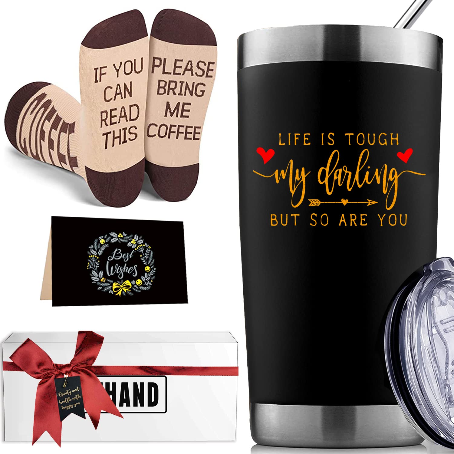20 oz Inspirational Coffee Mug Tumbler with Lid & Straw - Motivational Gift Set for Men & Women (Him/Her, Boyfriend, Brother, Husband, Wife) - Perfect for Birthday, Friendship & Daily Encouragement - Great for Office, Home Use & Gift Giving