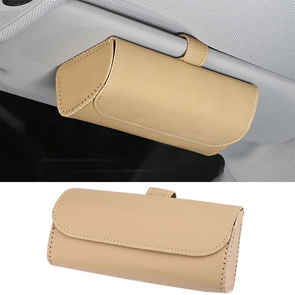 Sunglass Clip Holder for Car Visor - Leather Glasses Storage Case for Eyewear Protection