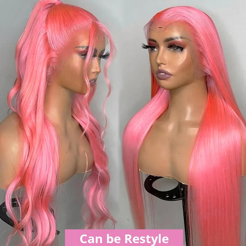 Eullair #613 Blonde Lavender Purple Pink Grey Straight Human Hair Wig with 13x4 Transparent Lace Frontal for Women | Perfect for Cosplay, Daily Wear & Special Occasions