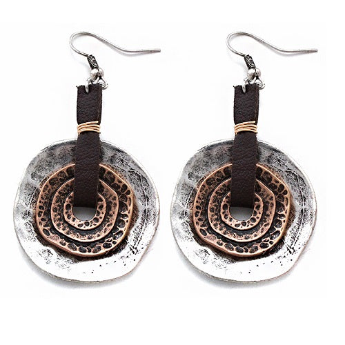 Hammered Round Earrings for Women - Handmade Boho Hoop Earrings - Gold & Silver Dangle Earrings for Everyday Wear & Special Occasions