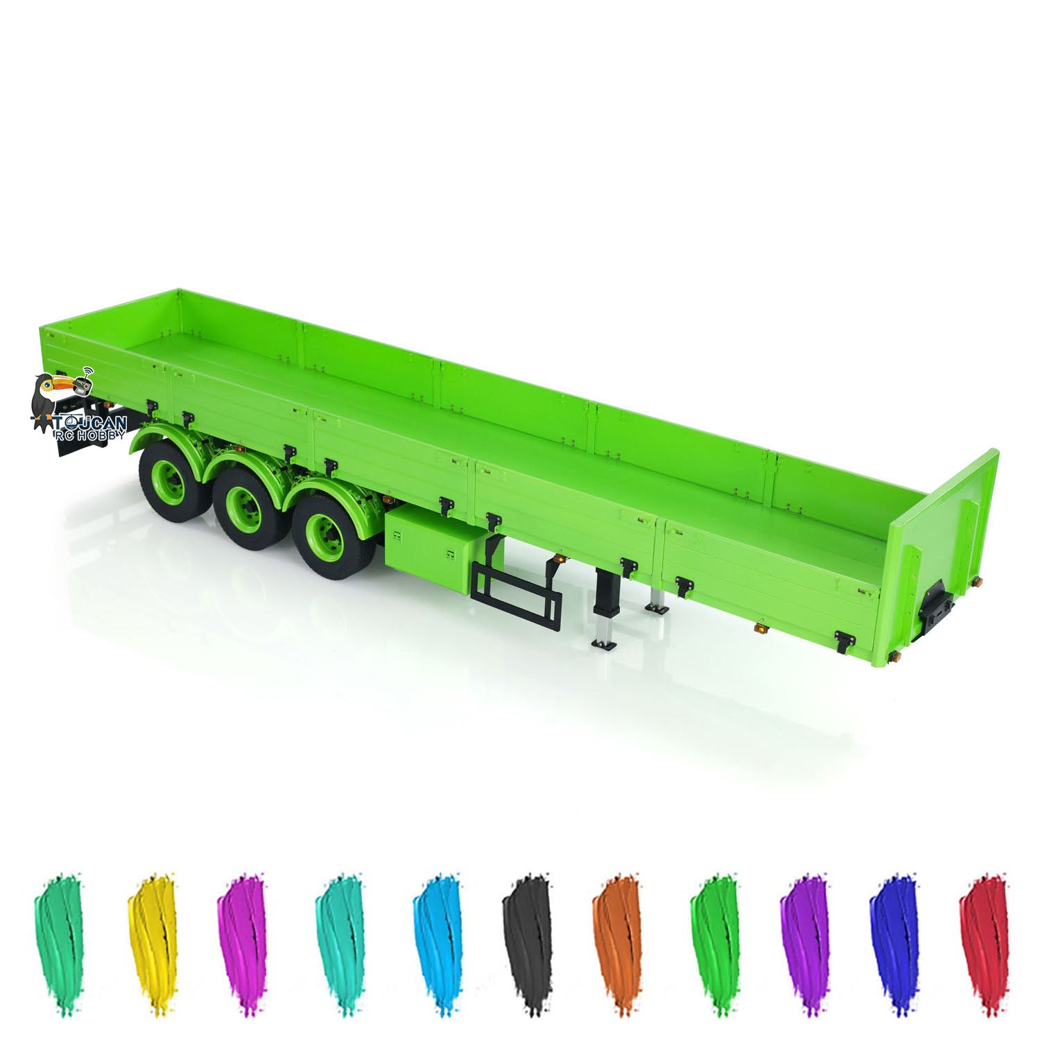 1/14 Scale 3 Axle Metal Semi Trailer with Manual Lifting Legs & LED Lights - Compatible with TAMIYA RC Tractor Trucks & DIY Model Dump Trucks - Perfect for RC Construction Scenes & Trucking Simulations
