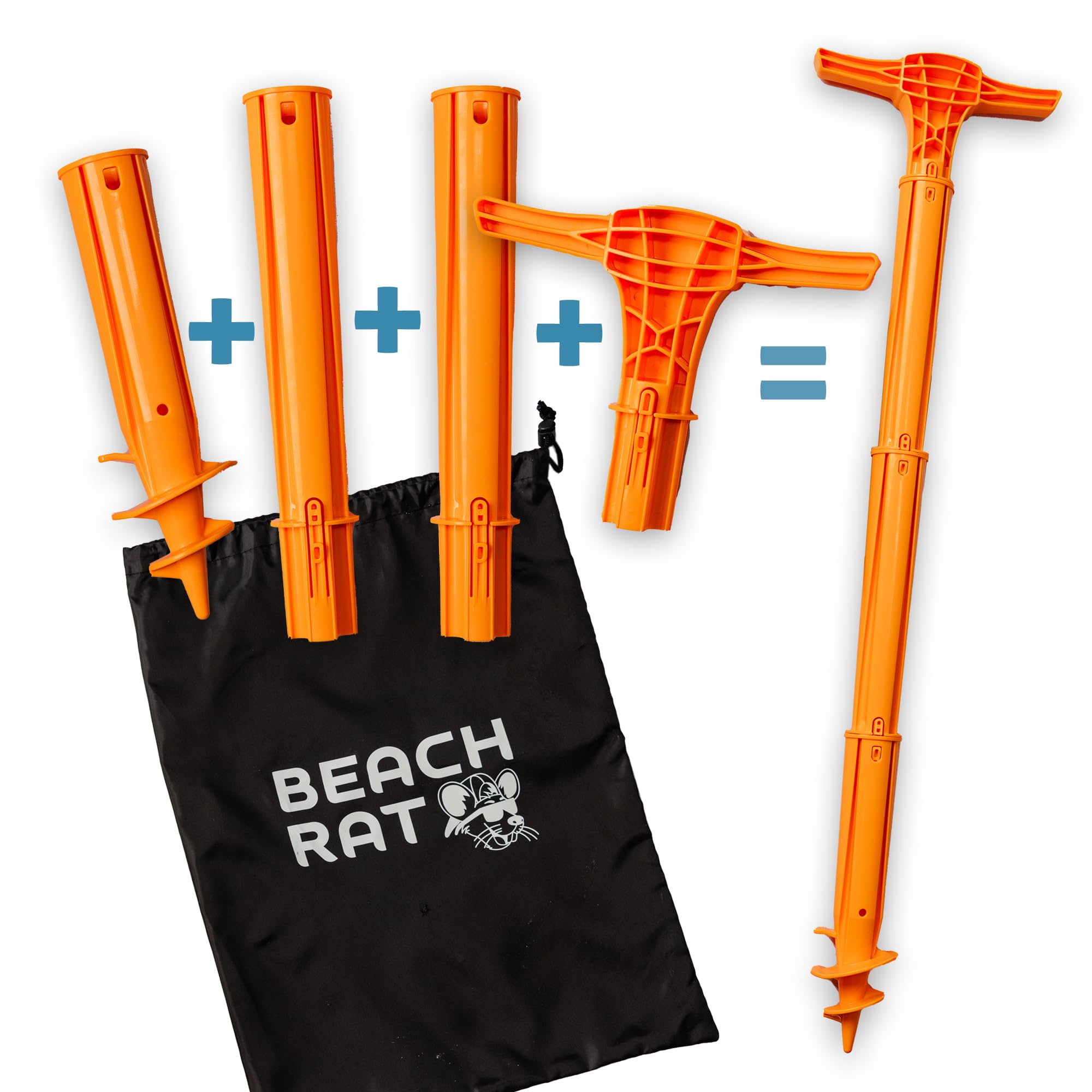 Beach Rat Force Anchor & Storage Bag - 4ft Heavy Duty Jet Ski, Boat & Kayak Anchor for Shallow Water & Sandbars - Compact High Strength Plastic Pole Marine Accessory - Sand Bar Anchor Kit with Carrying Case - Perfect for Jet Skiing, Boating & Kayaking Adventures