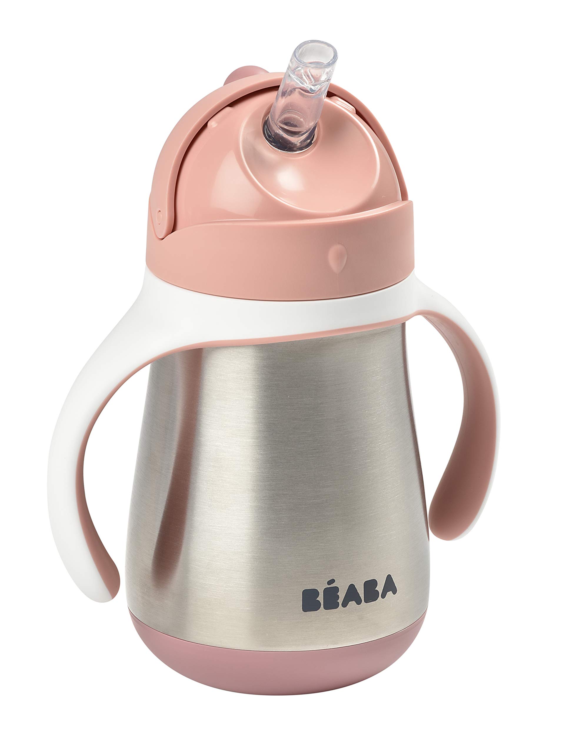 BEABA On The Go Meal Set - Insulated Kids Lunch Box with Stainless Steel Food Jar, Sippy Cup & Silicone Spoon - Portable Baby Food Containers for School, Travel & Picnics (Rose)
