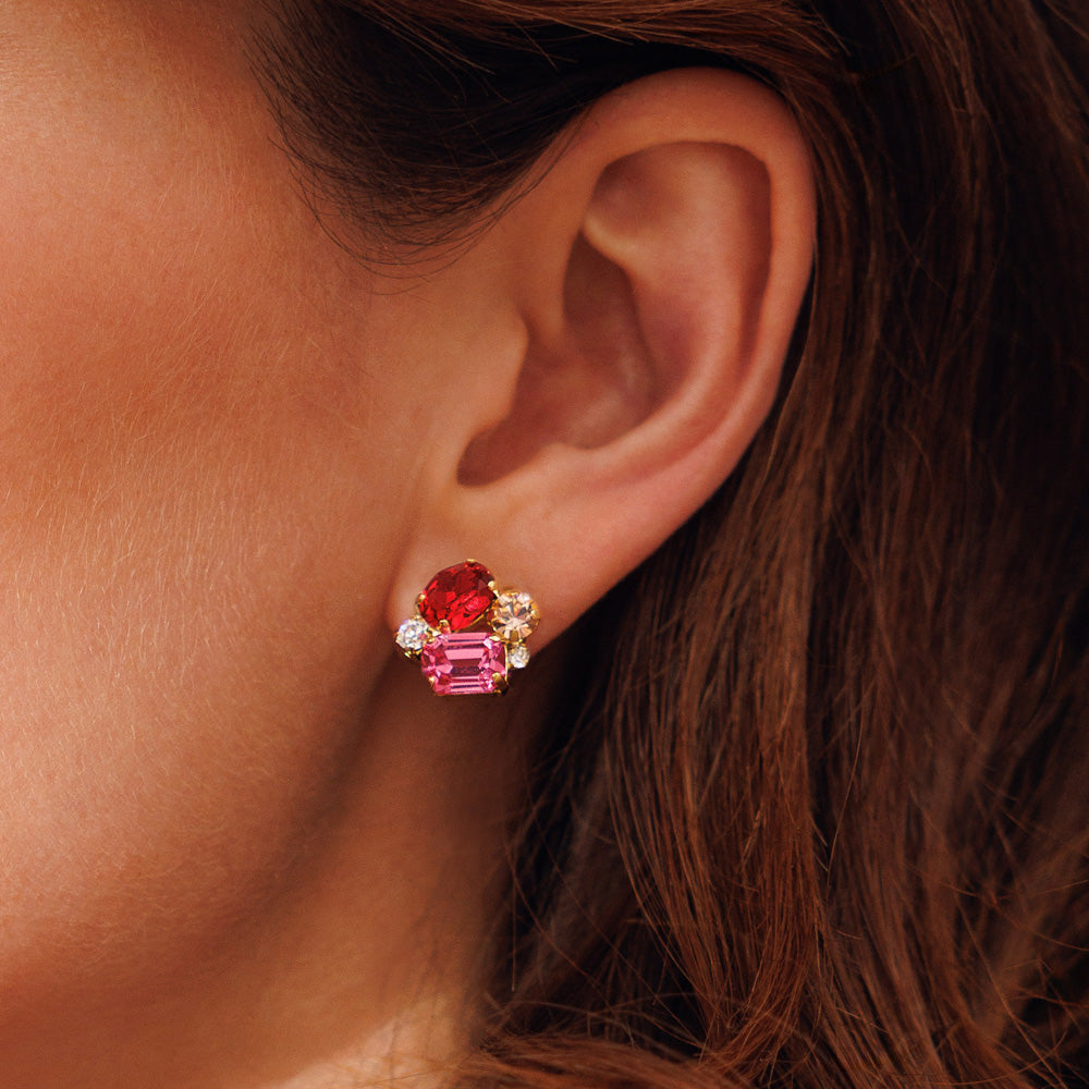 Petite Carolina Earrings - Scarlet Combo | Elegant Dangle Earrings for Women | Perfect for Weddings, Parties & Special Occasions