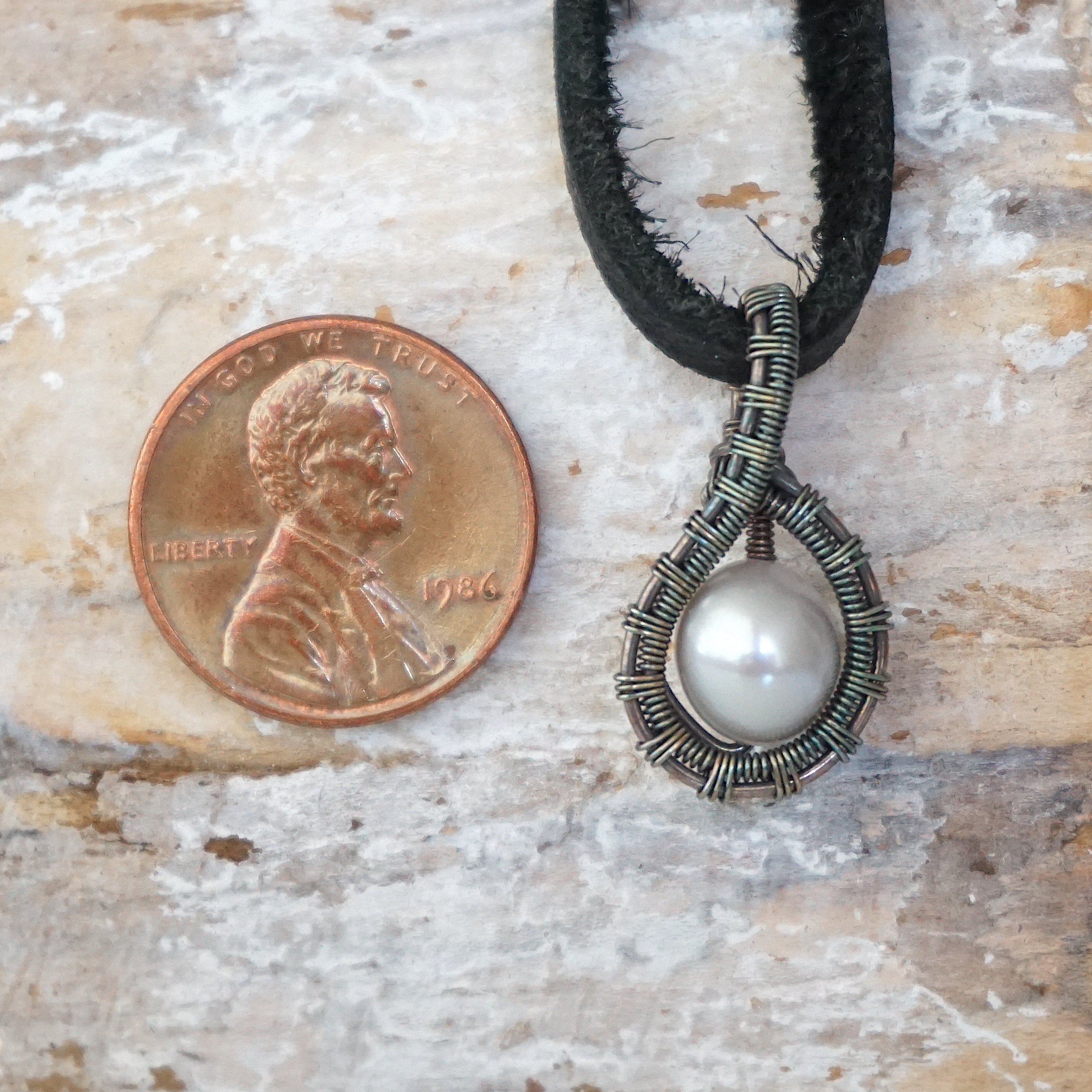 Antiqued Sterling Silver Men's Pearl Charm Necklace with Black Leather Cord - Elegant Jewelry Gift for Him, Perfect for Weddings, Parties & Casual Wear