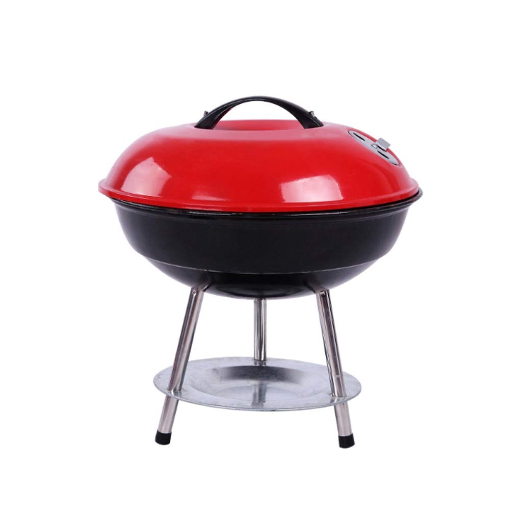 Portable Charcoal BBQ Grill with Wheels - Outdoor Cooking Grill for Garden, Terrace, Camping & Backyard Barbecues - Red (Ideal for Picnics, Tailgating & Family Gatherings)