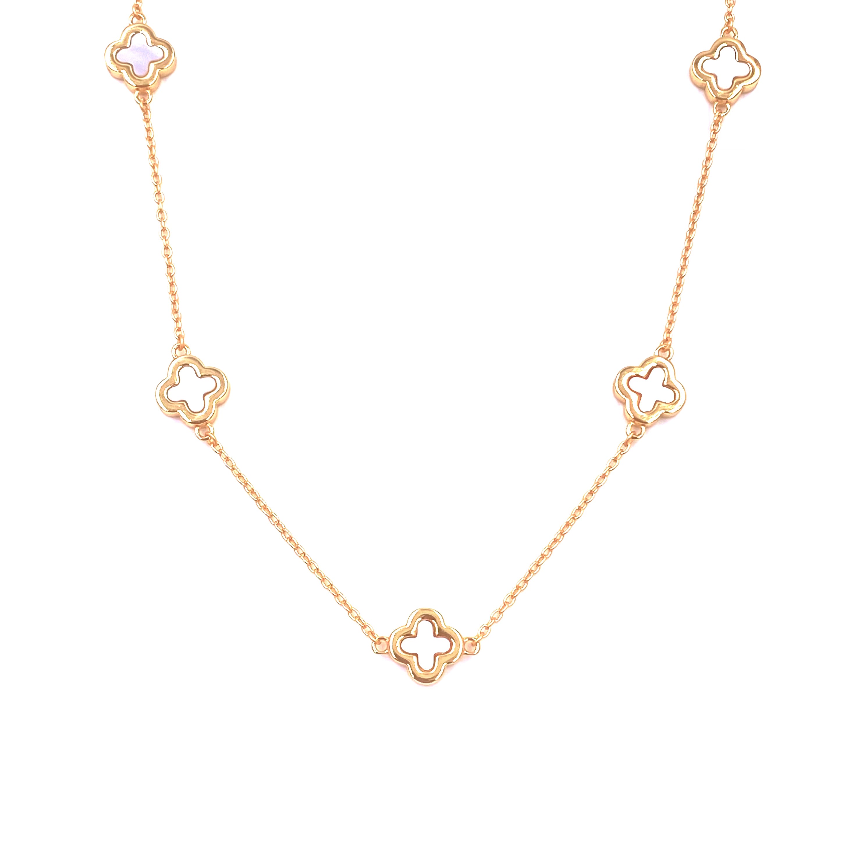 Ashley Gold Sterling Silver Gold Plated 9 Enamel Clover Necklace - Elegant Irish Jewelry for Women, Perfect for St. Patrick's Day Gifts & Everyday Wear