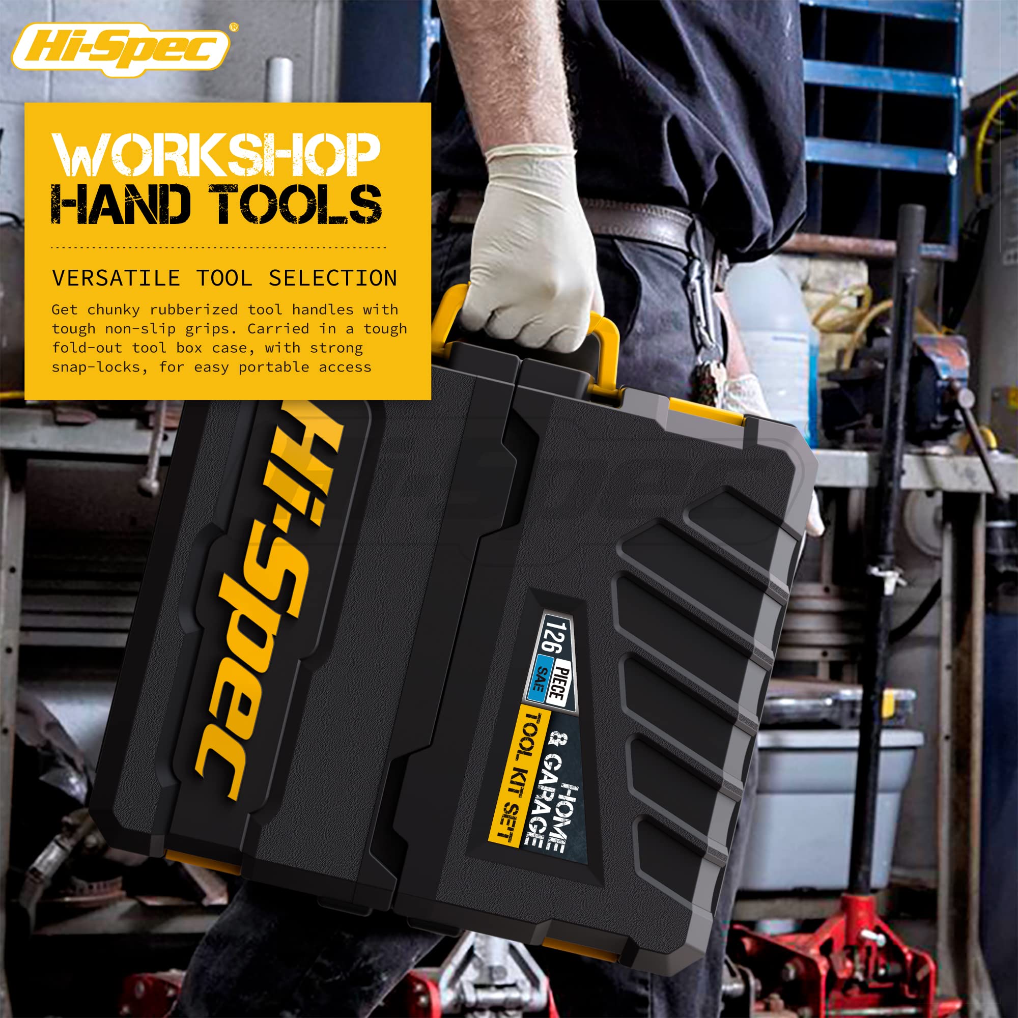 Hi-Spec 126-Piece Socket Wrench Auto Repair Tool Kit Set - Complete Professional Mechanics Tool Set for Men - Perfect for Home Garage, Car Maintenance & DIY Projects