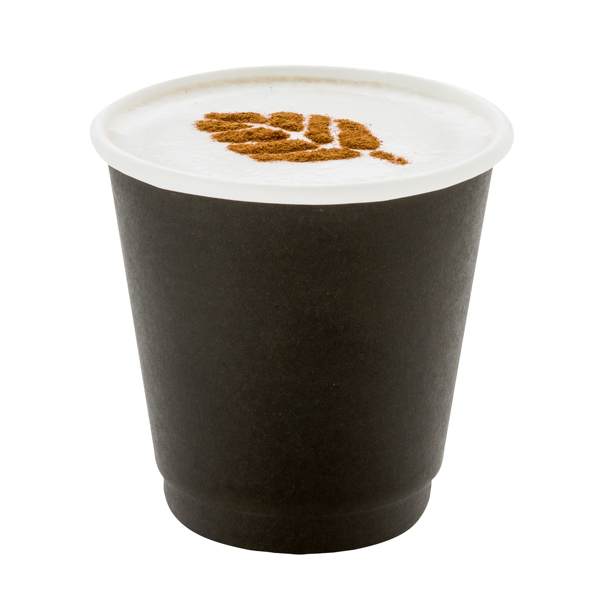 8 oz Round Black Paper Coffee Cups - Double Wall Insulated Hot/Cold Drink Cups (3.5