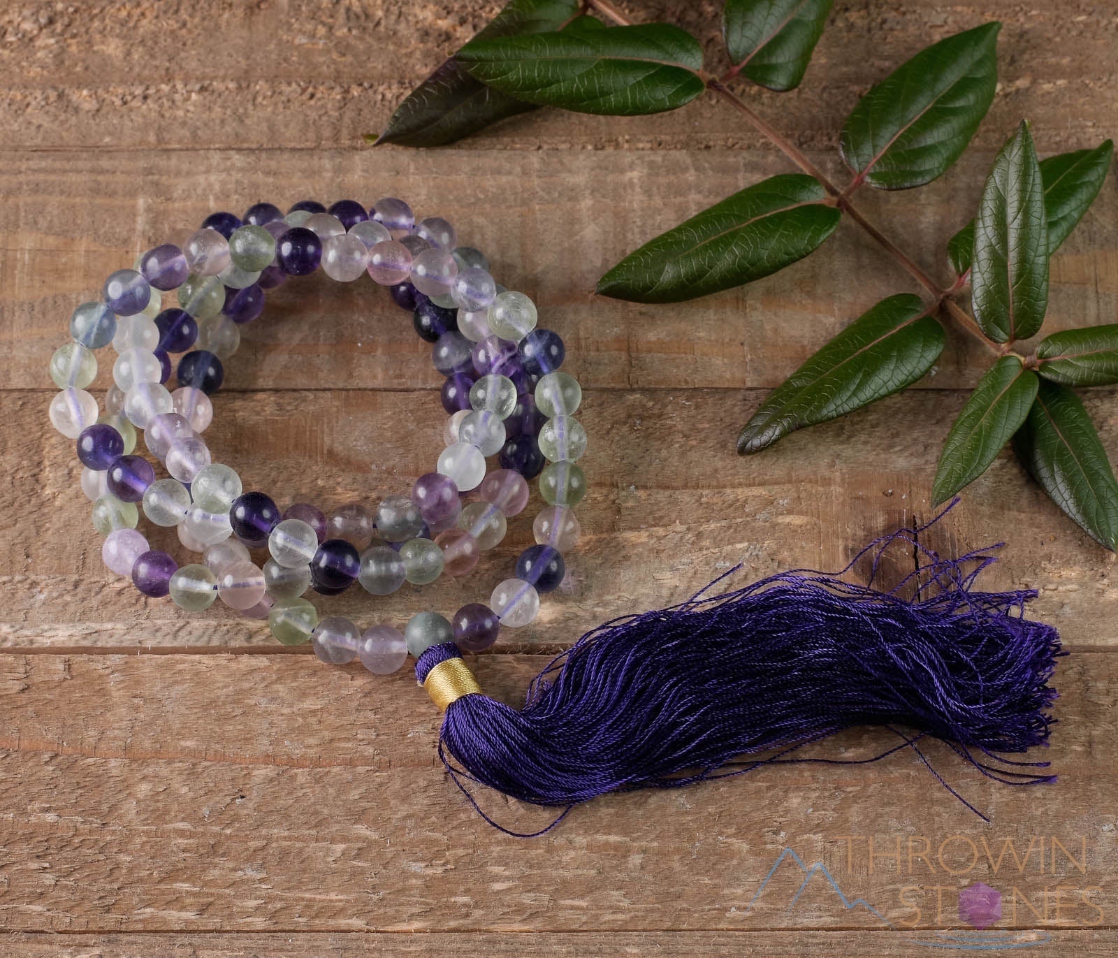 Rainbow Fluorite Crystal Necklace - Handmade Beaded Mala Jewelry with Healing Stones for Meditation, Yoga & Spiritual Balance | E0671