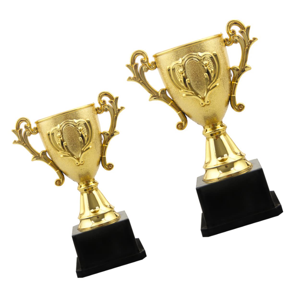 HLUONGTN 2 Pack Soccer Trophy Awards - Gold Plastic Football Trophies for Kids Sports, Team Party Decorations, Desk Display & Home Decor - Perfect for Soccer Tournaments, Birthday Gifts & School Awards