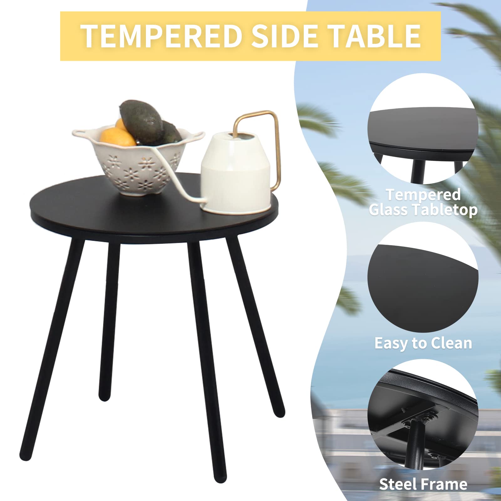 3-Piece Patio Bistro Set - Outdoor Wicker Conversation Set with Side Table & Cushions, Rattan Woven Rope Table Set - Perfect for Garden, Balcony, Porch, Deck & Poolside (Beige) - Ideal for Relaxing, Entertaining & Outdoor Dining