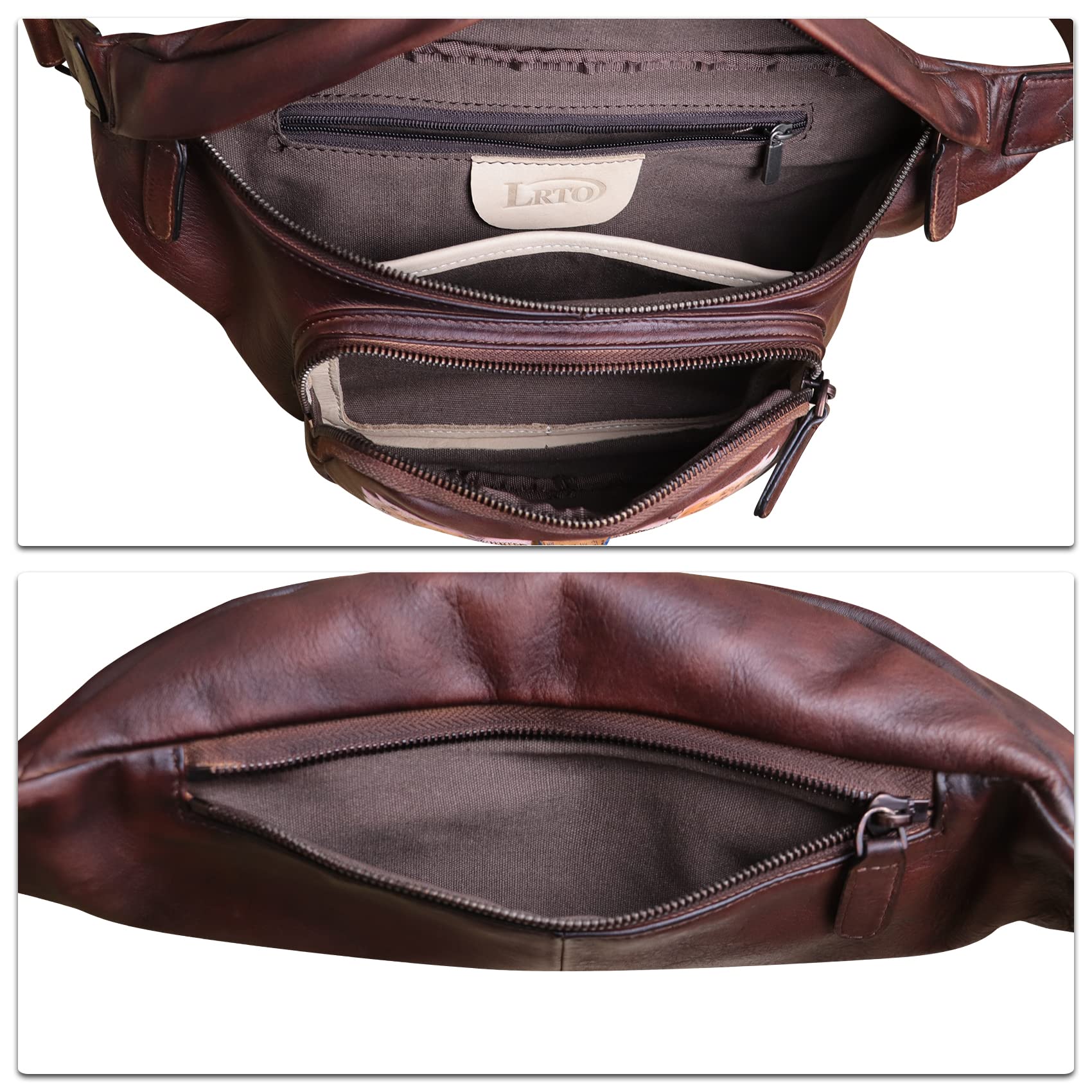 Genuine Leather Waist Bag Fanny Pack for Men & Women - Multifunctional Travel Pouch with Multiple Pockets - Perfect for Hiking, Running, Cycling & Outdoor Adventures (Coffee Brown)