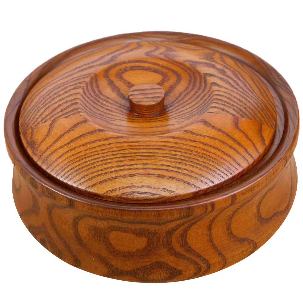 Hemoton 1-Piece Portable Wooden Fruit Bowl with Lid - Large Capacity Rice Dish, Food Storage Container for Kitchen, Home, Cafe | Eco-Friendly, High-End Tableware for Dining, Fruit Serving, and Meal Prep