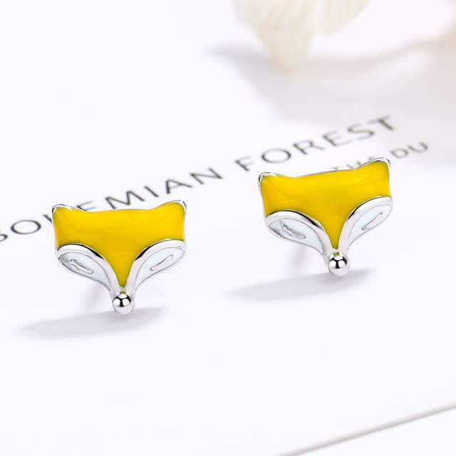 925 Sterling Silver Small Fox Stud Earrings for Women - Cute Crystal Stone Dainty Jewelry, Perfect for Wedding, Party & Everyday Wear