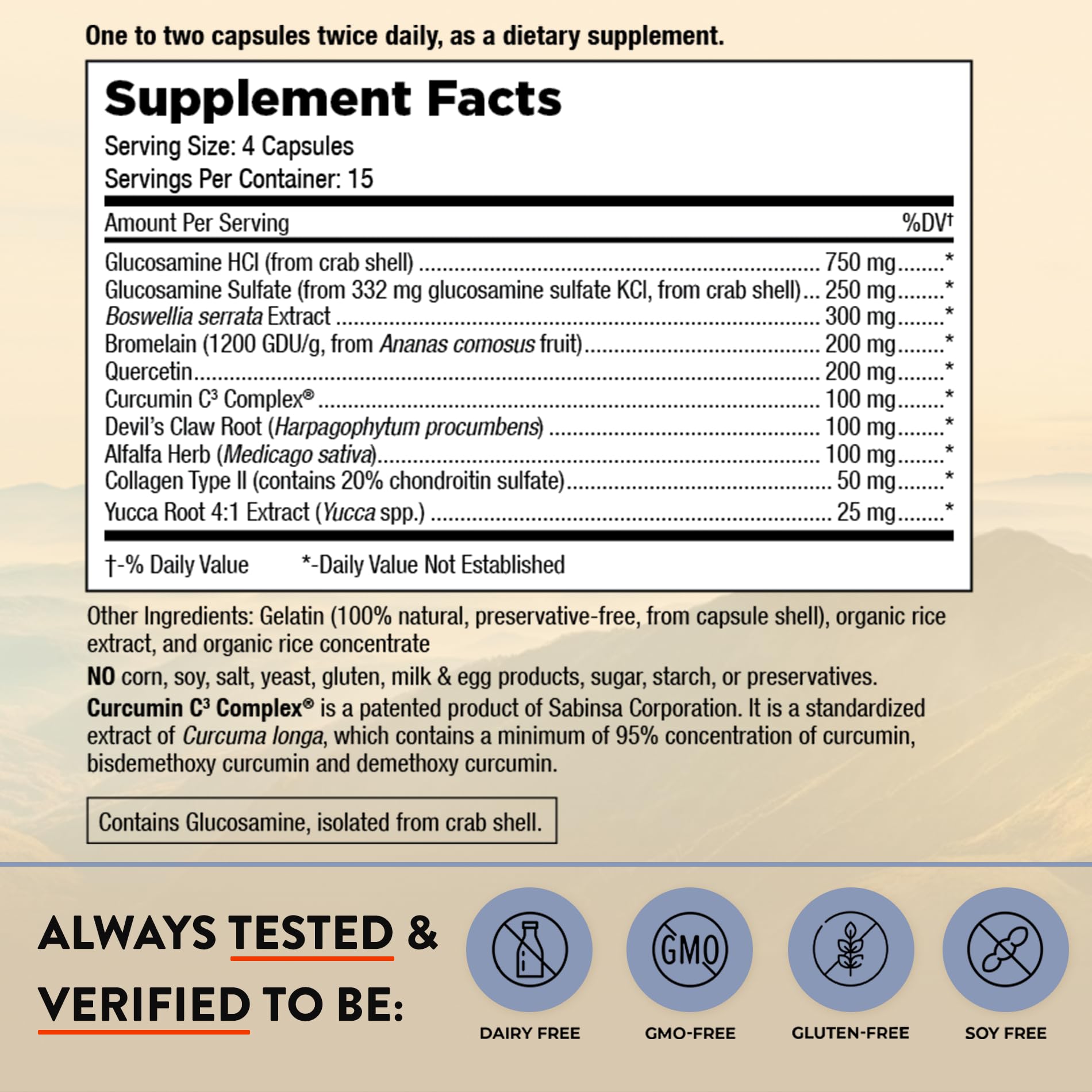 Mt. Angel Vitamins Joint Support Supplement with Curcumin C3 Complex, Turmeric, Ginger, Glucosamine & Collagen - 60 Caps - Natural Pain Relief for Arthritis & Joint Mobility - Perfect for Active Lifestyles & Post-Workout Recovery