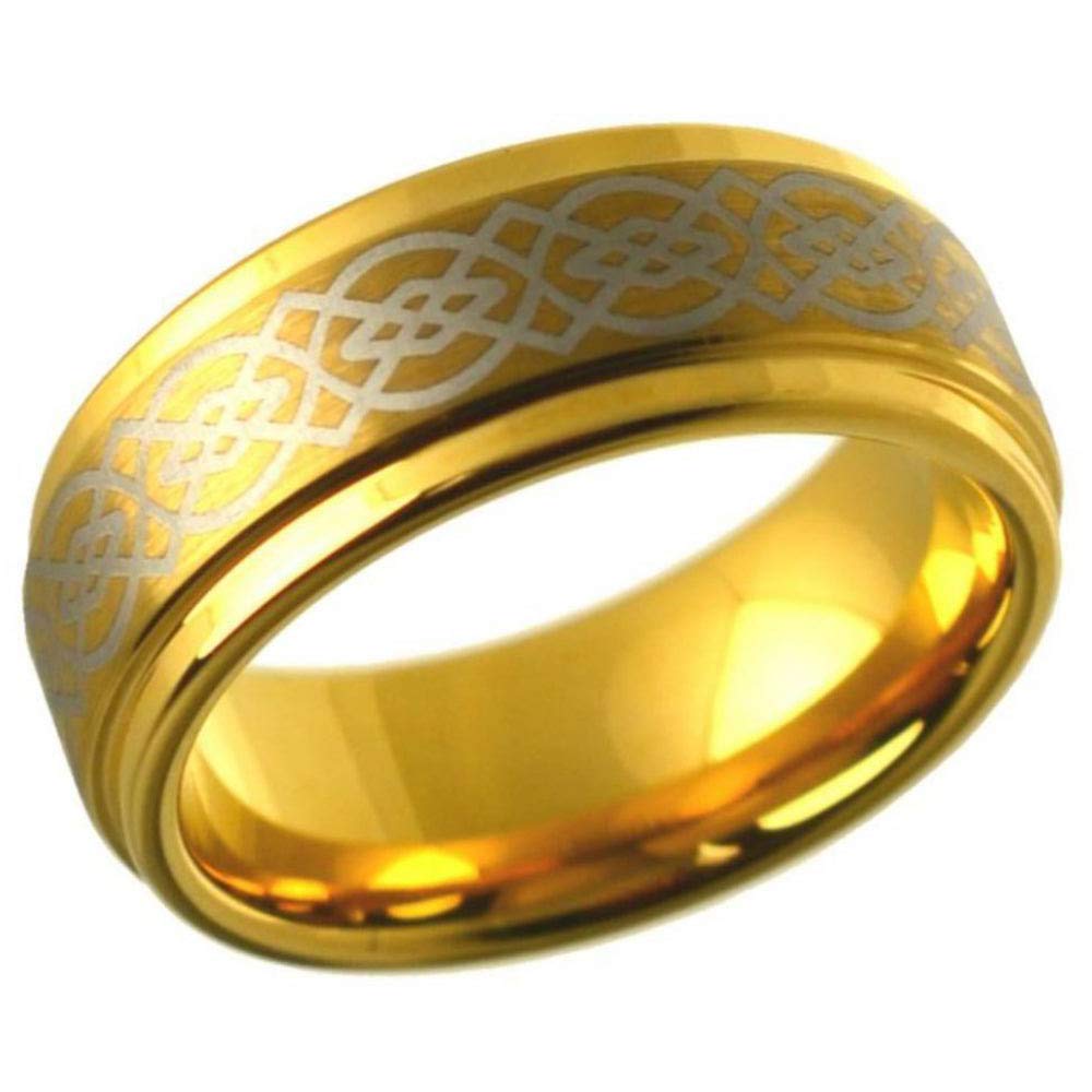 8mm Brushed Finish Yellow Gold IP Comfort Fit Tungsten Carbide Ring for Men – Durable Wedding Band, Anniversary Gift for Him, Ideal for Daily Wear & Special Occasions