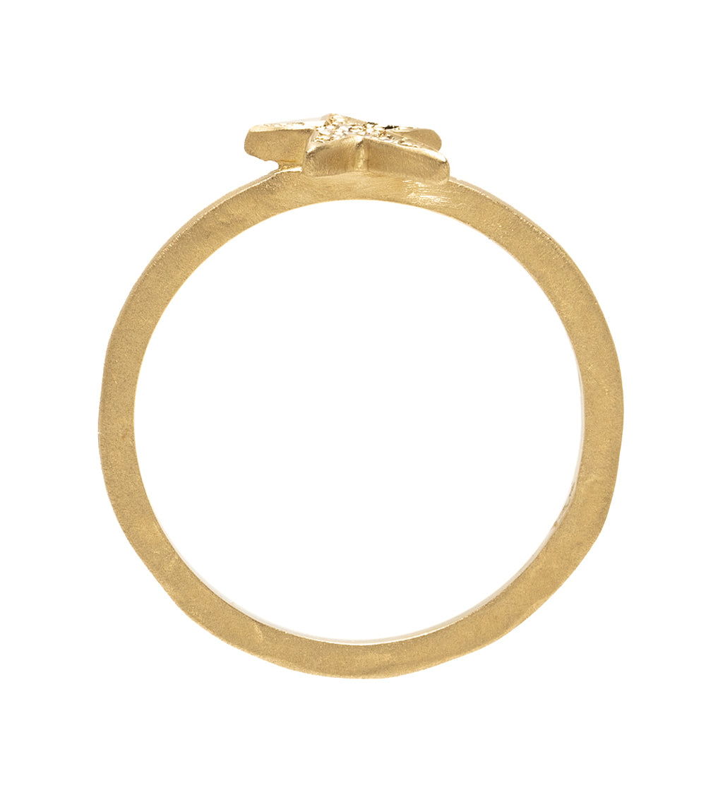 14K Gold Blackened Twinkling Star Pave Diamond Stacking Ring for Women - Elegant Layered Jewelry for Everyday Wear, Date Night & Special Occasions