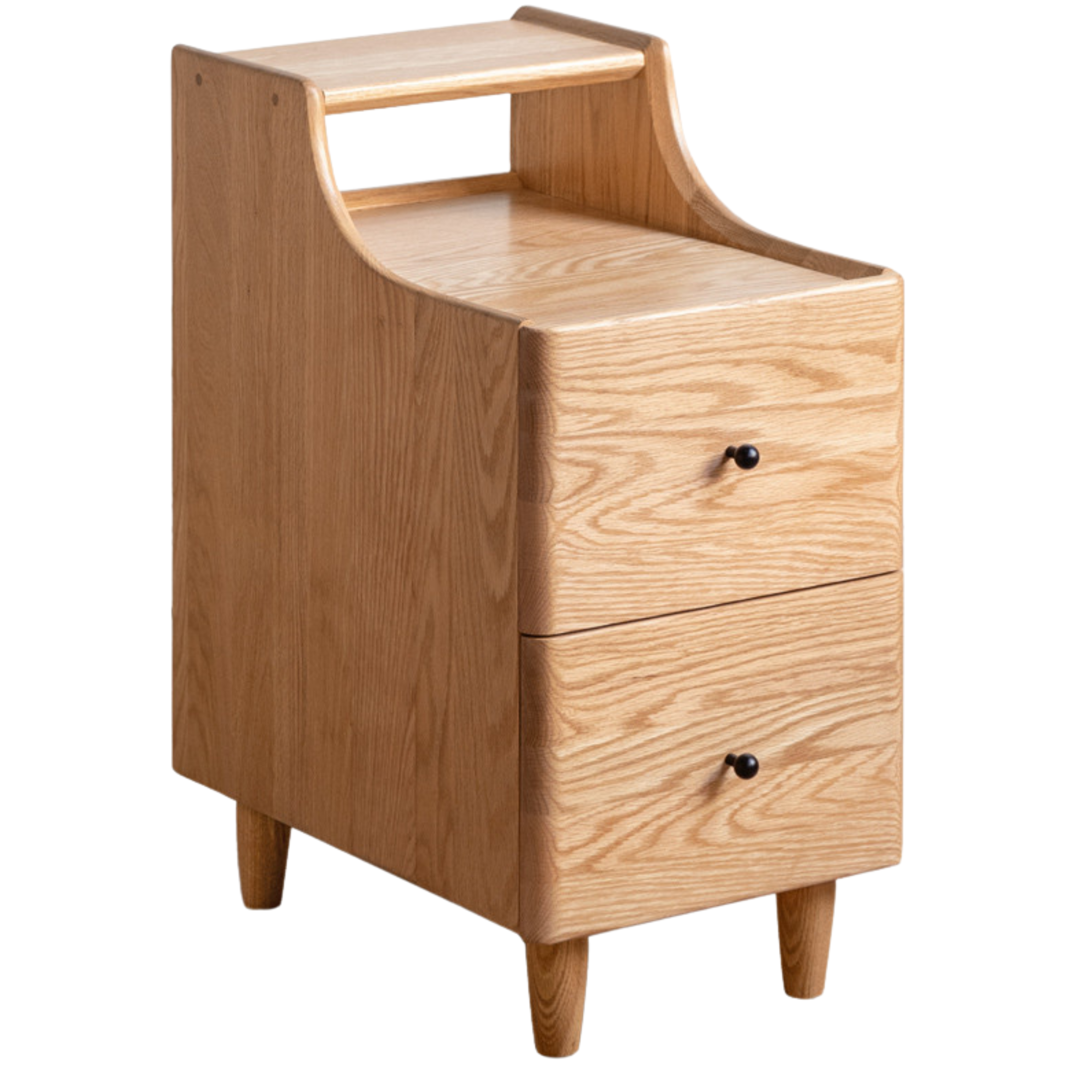 Solid Oak and Ash Wood Nightstand - Rustic Bedside Table with Drawer for Bedroom, Living Room, or Guest Room - Durable Wooden End Table for Home Decor