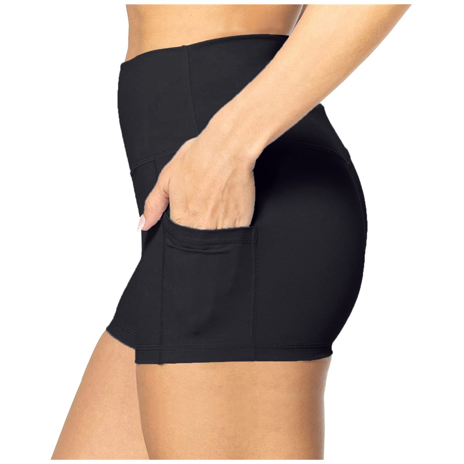 UBST Women's High Waist Yoga Shorts - Butt Lifting Workout Shorts with Tummy Control & Pockets | Running, Cycling, Gym & Lounge Wear