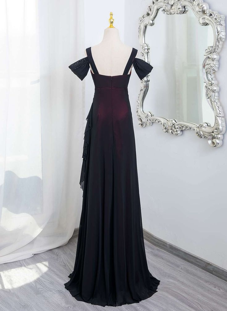 Vintage Off Shoulder A-Line Long Prom Dress with Ruffle Detail - Elegant Evening Party Gown J4464 for Homecoming, Wedding, Formal Events & Special Occasions