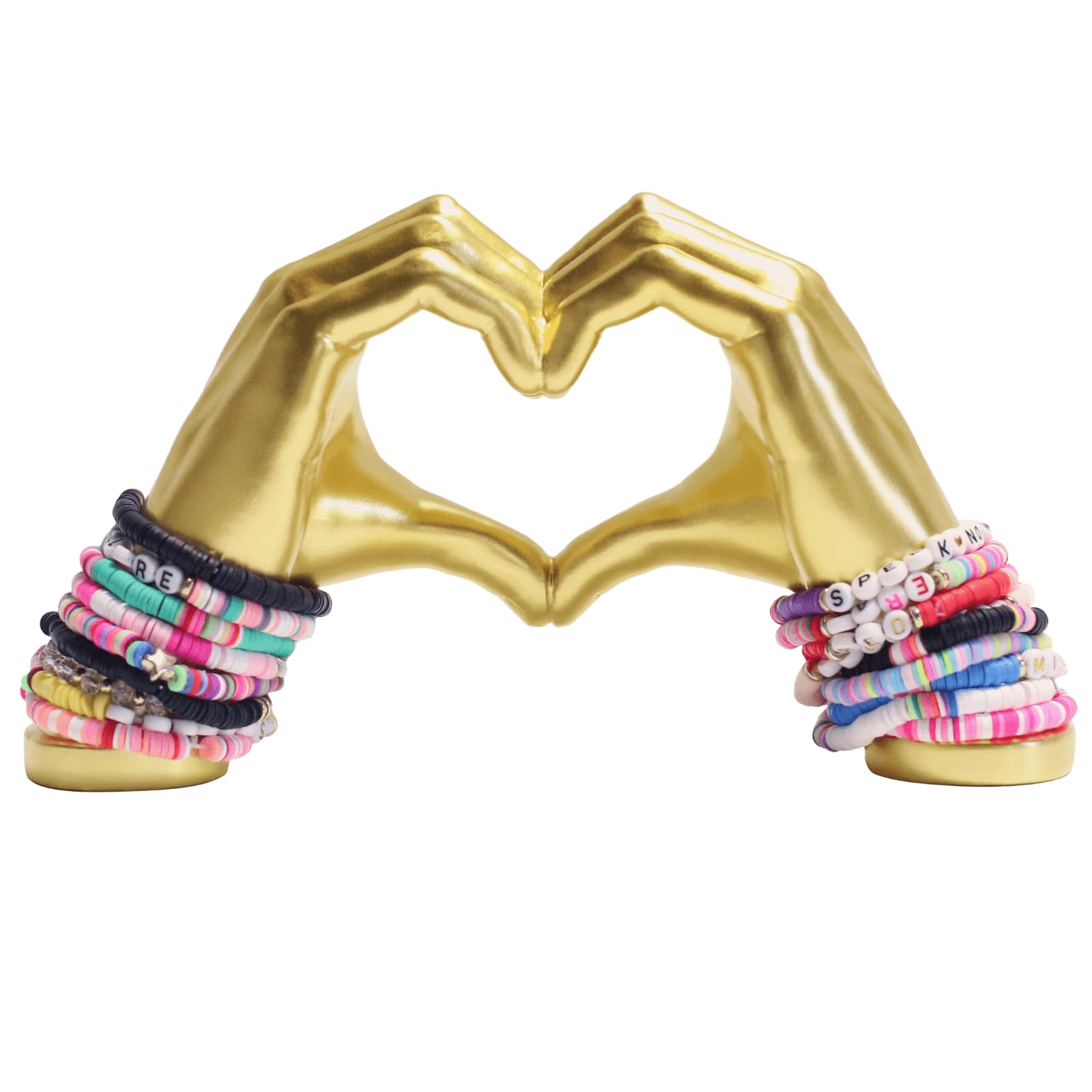 Elegant Gold Heart Hands Sculpture - Romantic Home Decor for Bedroom, Living Room & Office | Unique Jewelry Holder for Bracelets & Rings | Perfect Wedding Gift & Shelf Display
