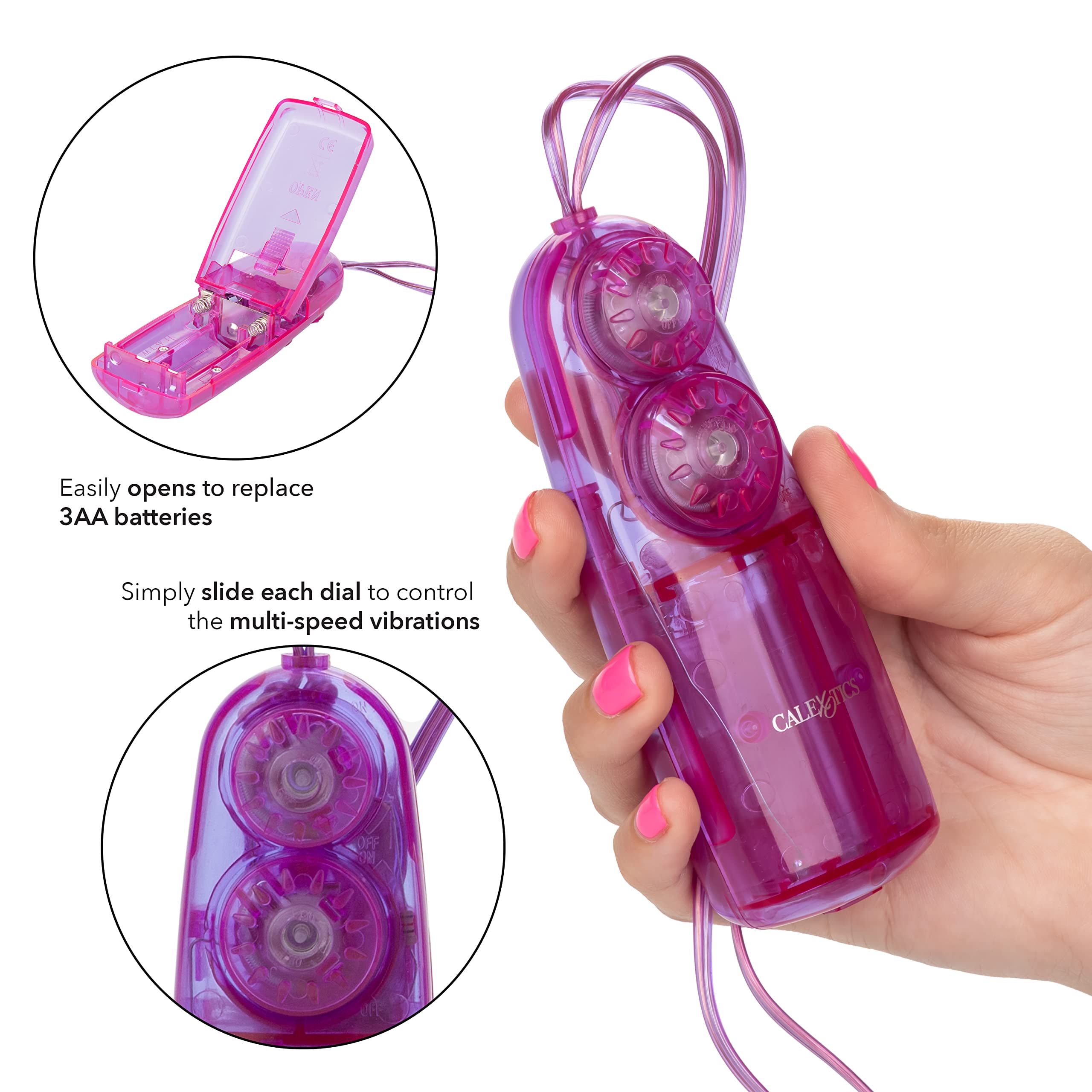 CalExotics Dual Bunny Teaser - Double Bullet Vibrator with Rabbit Tickler - Purple Couples Sex Toy for Women & Men - Powerful Clitoral & G-Spot Stimulation - Perfect for Foreplay, Spicing Up Relationships & Solo Play