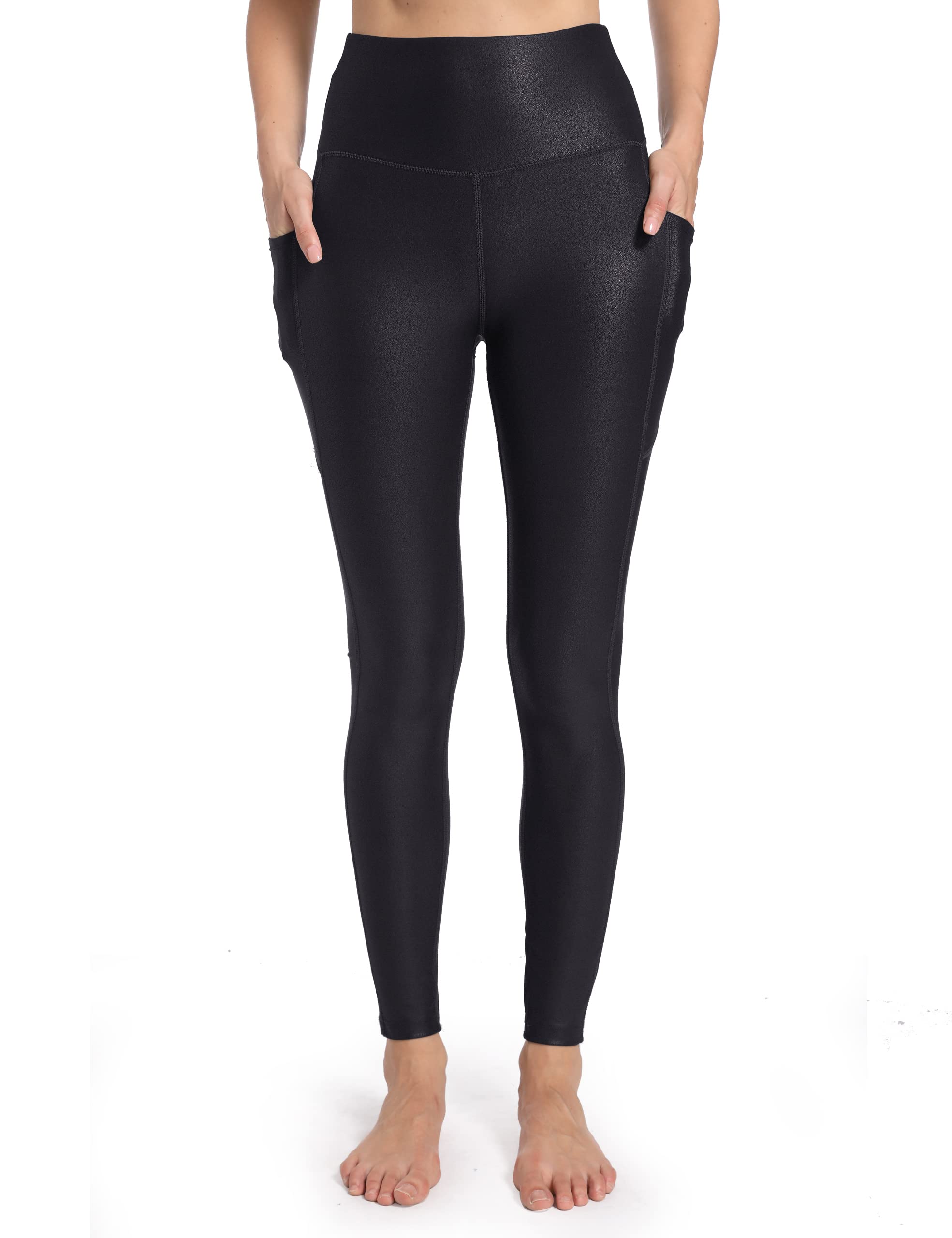 HARTPOR Women's Faux Leather Leggings - High Waisted Stretch Yoga Pants with Pockets | Faux Leather Pants for Workout, Lounge & Night Out