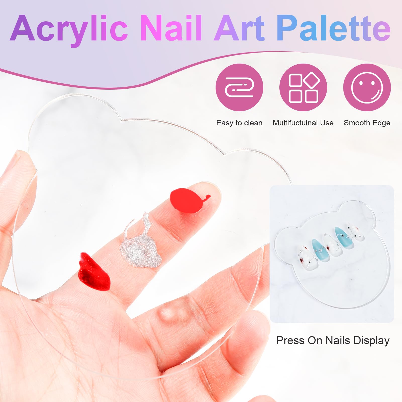 Press On Nail Stand with Palette & Brush Holder - Reusable Sticky Putty for Nail Art & Painting - Perfect for DIY Manicures, Salon Professionals & Nail Tech Must Haves (Great for Home Use, Travel & Professional Nail Studios)