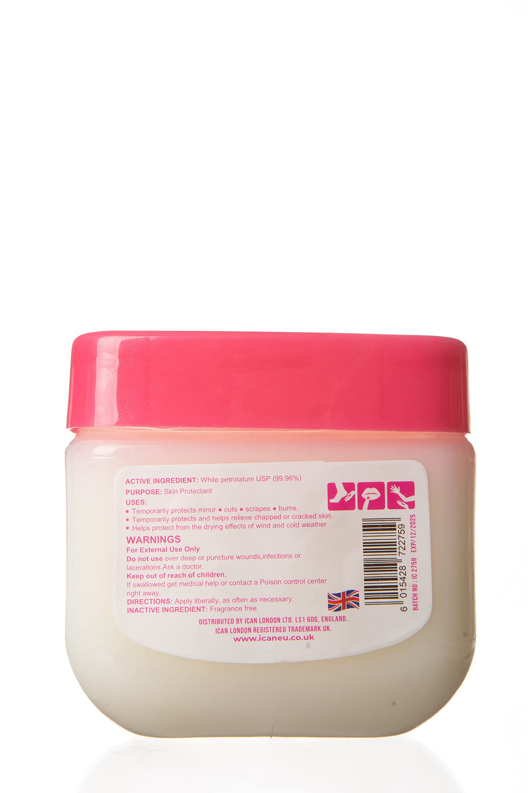 ICAN LONDON ROSE 100% Pure Petroleum Jelly 13oz (368g) - Moisturizing Skin Care for Dry Lips, Hands & Face | Multi-Purpose Healing Ointment for Babies & Adults