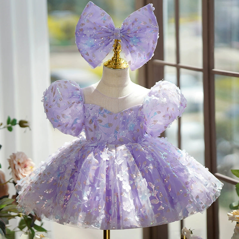 Elegant Purple Sequin Baby Dress for Toddlers - Sparkly Mesh Princess Party Costume | Perfect for Birthday Parties, Pageants & Special Occasions