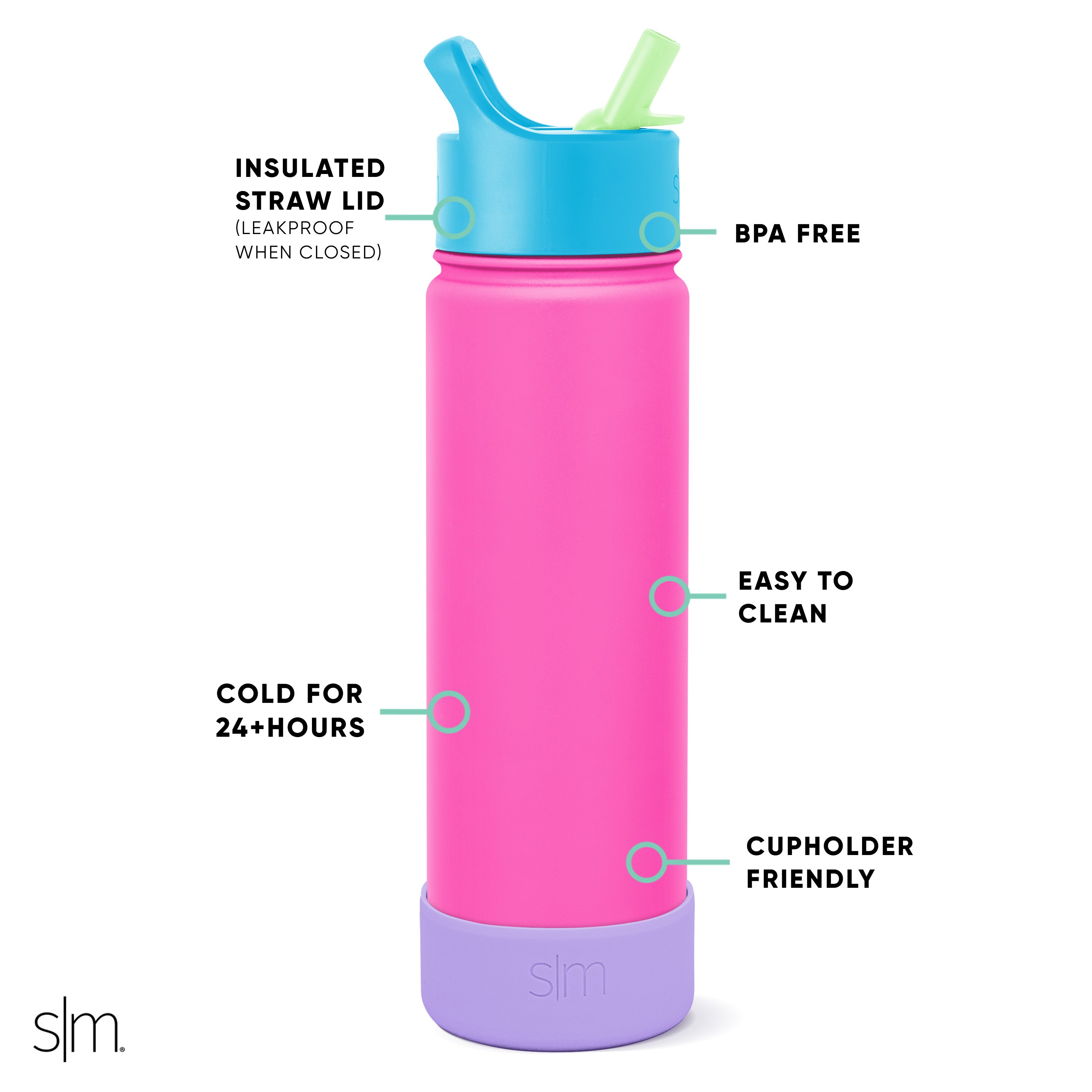Summit Insulated Water Bottle with Straw Lid - Leakproof Stainless Steel Thermos for Hiking, Gym & Outdoor Activities