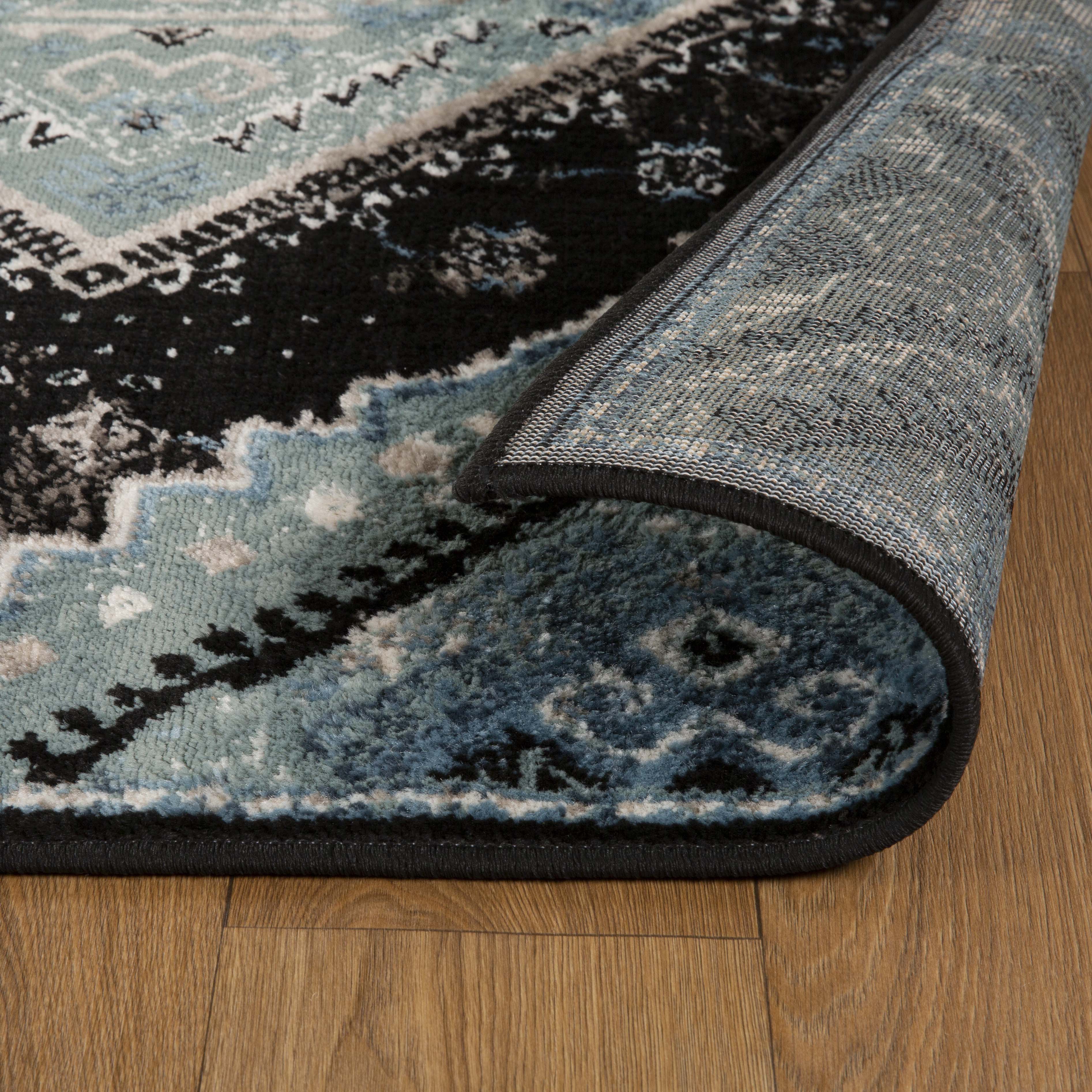 Stylish Poway Geometric Medallion Indoor Area Rug - Non-Slip Living Room Carpet for Home Decor, Bedroom & Office