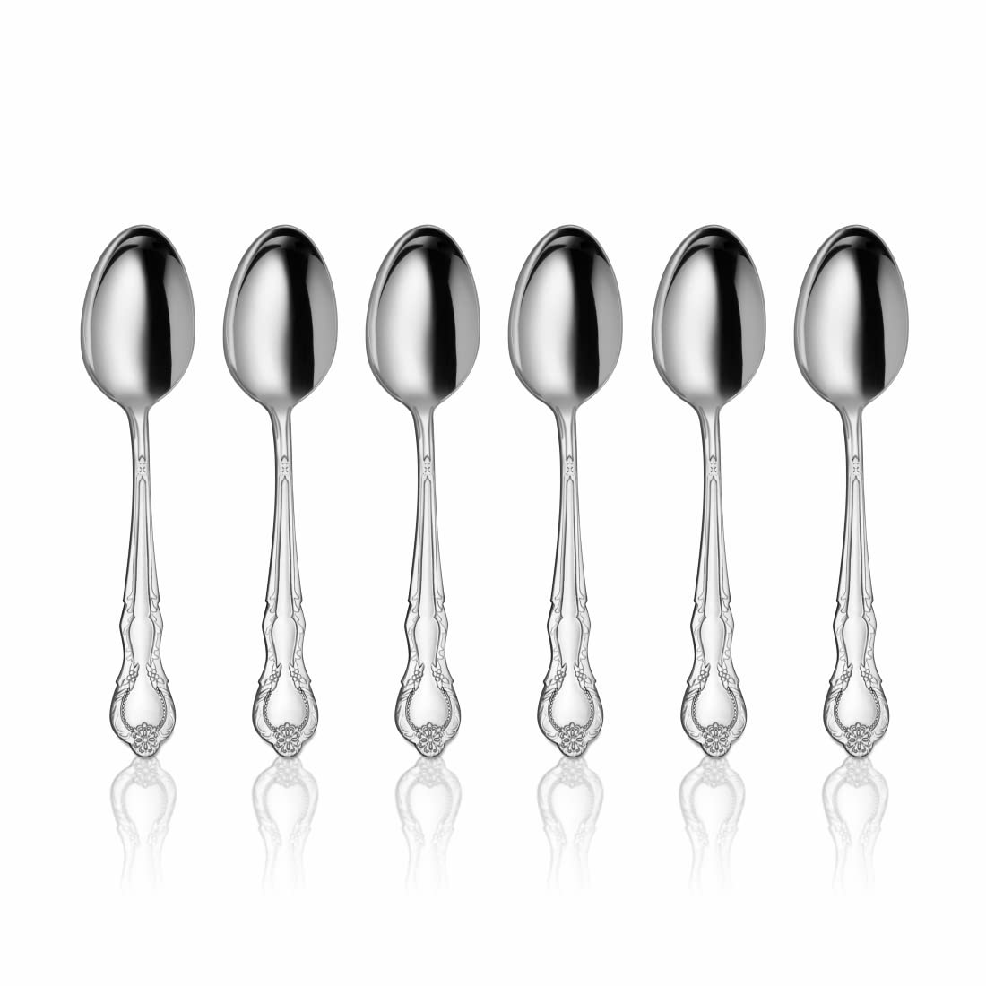 Vintage Stainless Steel Tea Spoons Set of 6 - Elegant Antique Design for Afternoon Tea, Coffee, Desserts & Table Setting