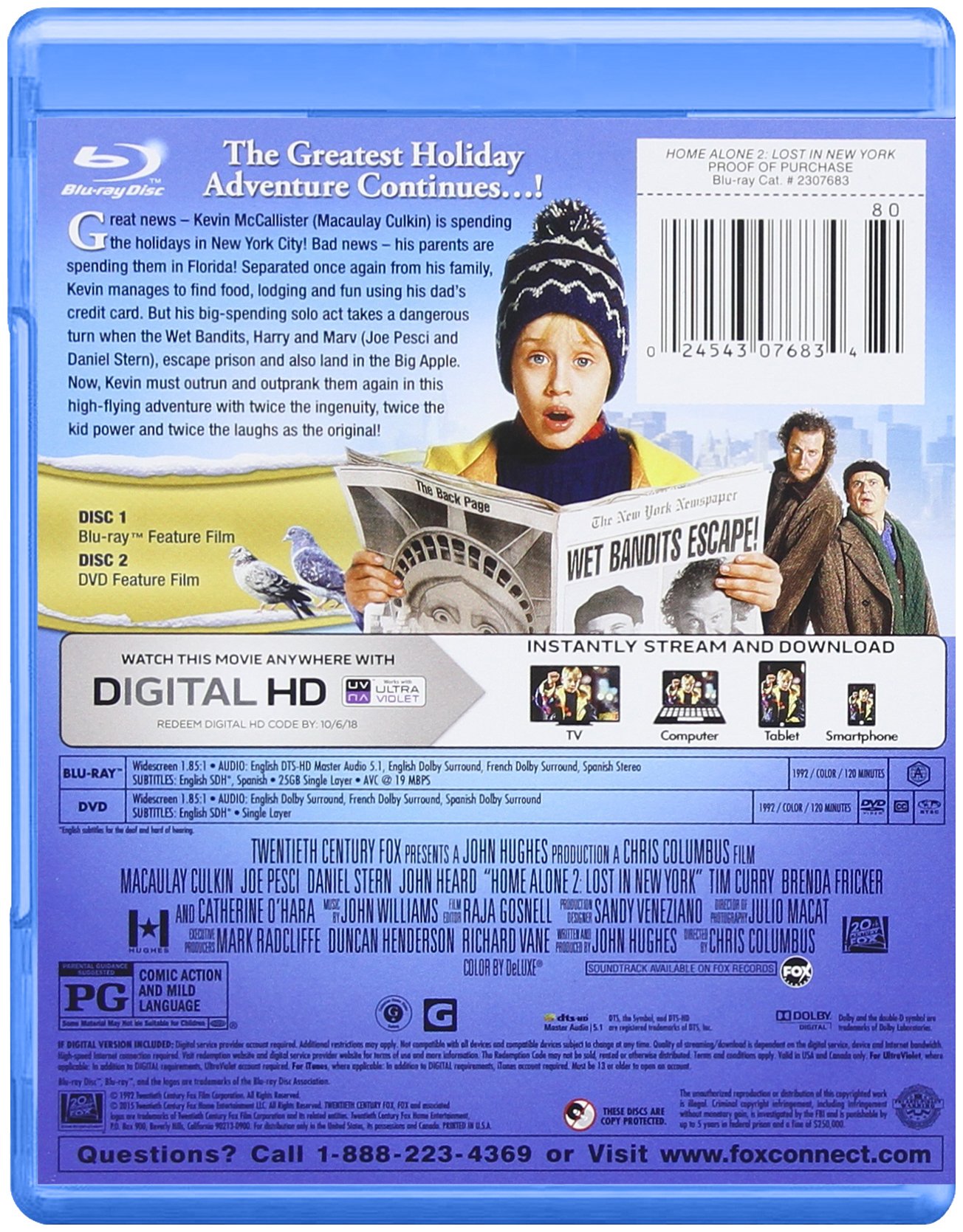 Home Alone 2: Lost in New York (Blu-ray) | Family Christmas Movie | Holiday Gift Idea | Perfect for Movie Nights & Festive Gatherings
