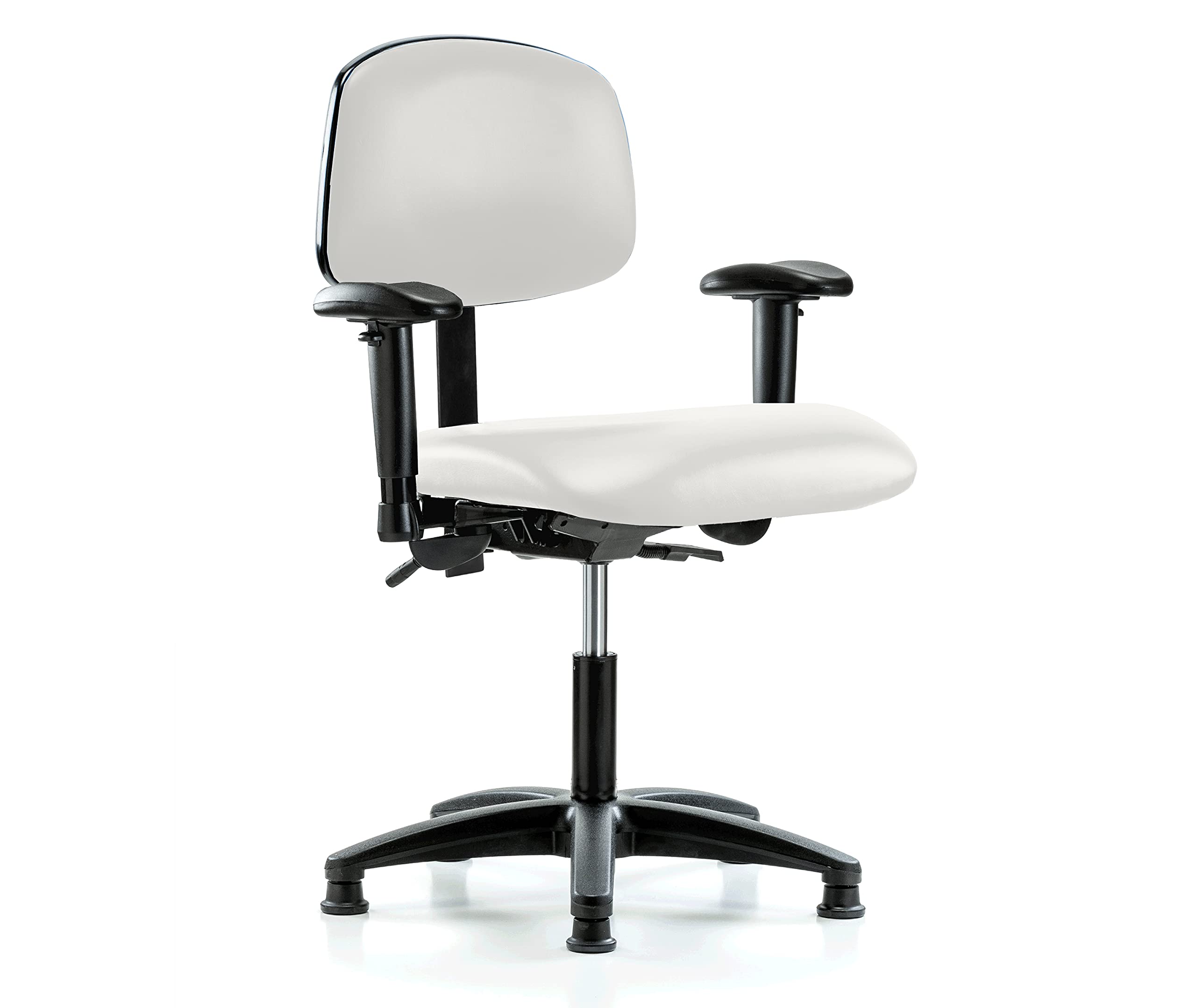 Ergonomic Swivel Desk Chair with Adjustable Height & Stationary Casters - Adobe White Vinyl Upholstery - Perfect for Home Office, Gaming & Study Spaces
