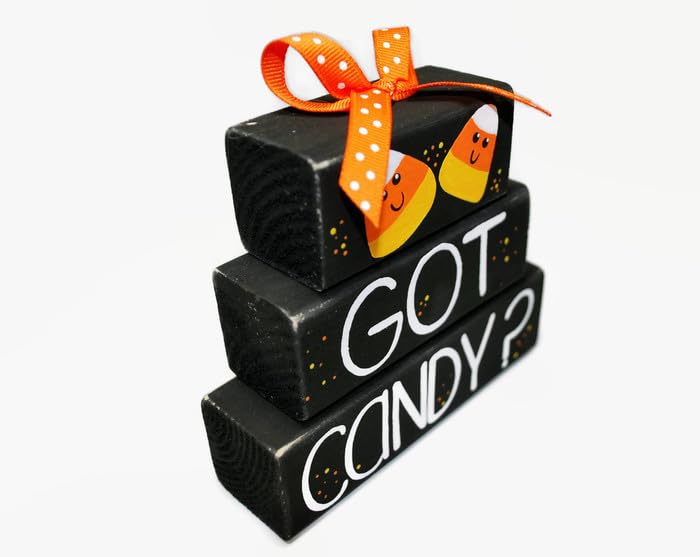 Halloween Candy Corn Wooden Block Shelf Sitter - Fun Fall Decor for Home, Office & Party | Stackable Wooden Candy Corn Decorations for Halloween, Thanksgiving & Autumn Season