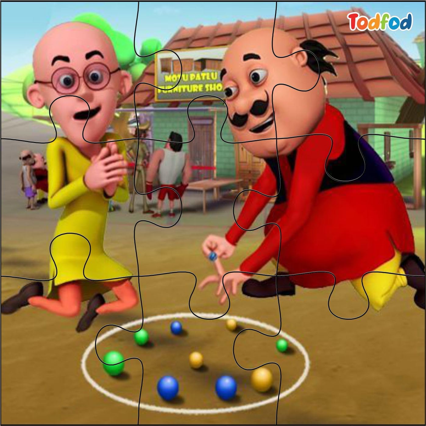54-Piece 6-in-1 Wooden Jigsaw Puzzle Set for Kids - Educational Toy with Anime Cartoon Characters (Motu Patlu & Kung Fu Panda) for Cognitive Development & Learning Fun - Perfect for Birthday Gifts, Classroom Activities & Family Game Night