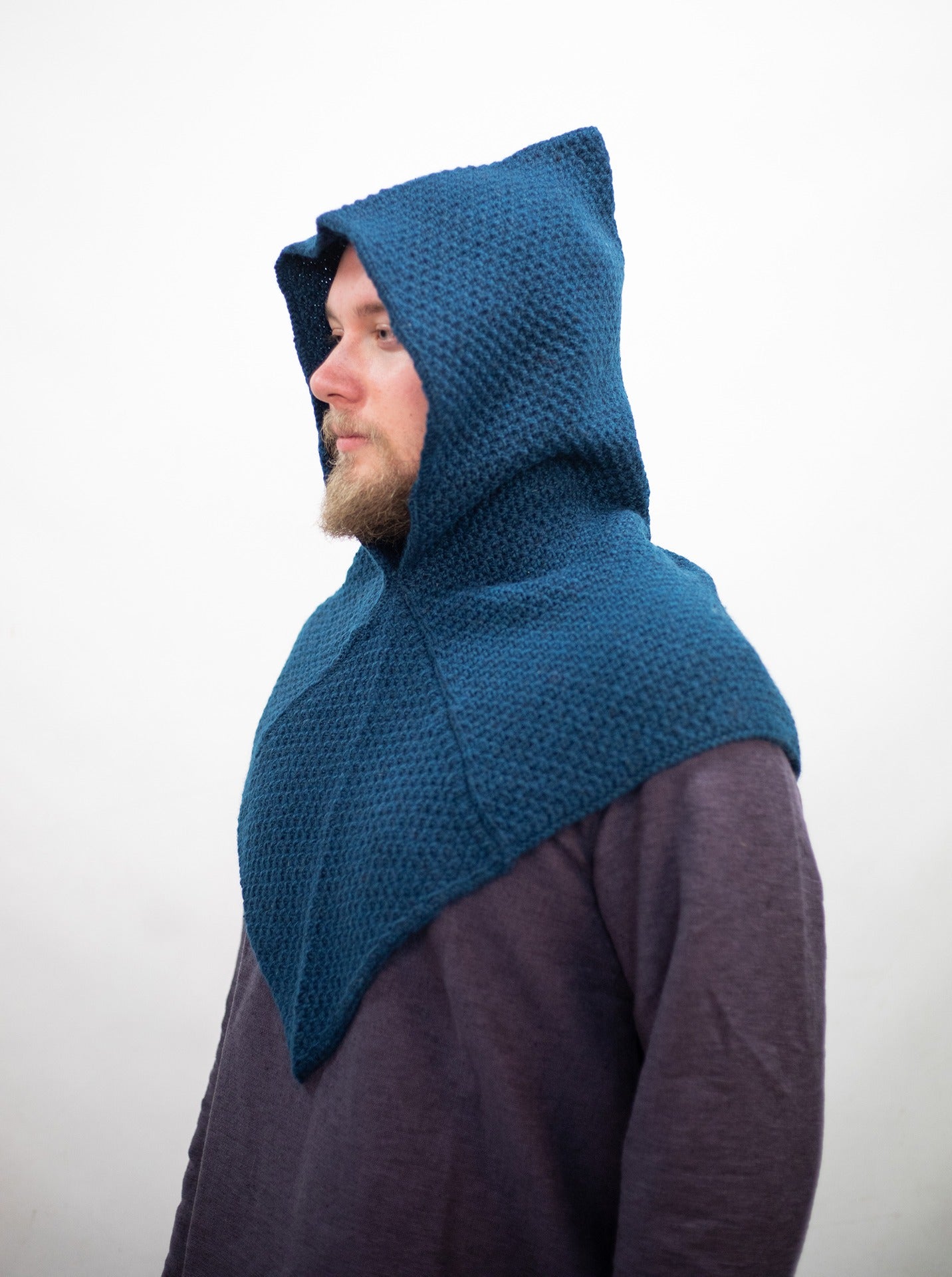 Warm Knitted Wool Cowl Scarf - Asbjorn Petrol Blue Winter Neck Warmer for Men & Women - Perfect for Cold Weather, Outdoor Activities & Fashion Accessory