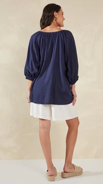 Sardinia Relaxed Blouse Riviera - Women's Flowy Casual Shirt for Summer Beach Vacation & Boho Outfits