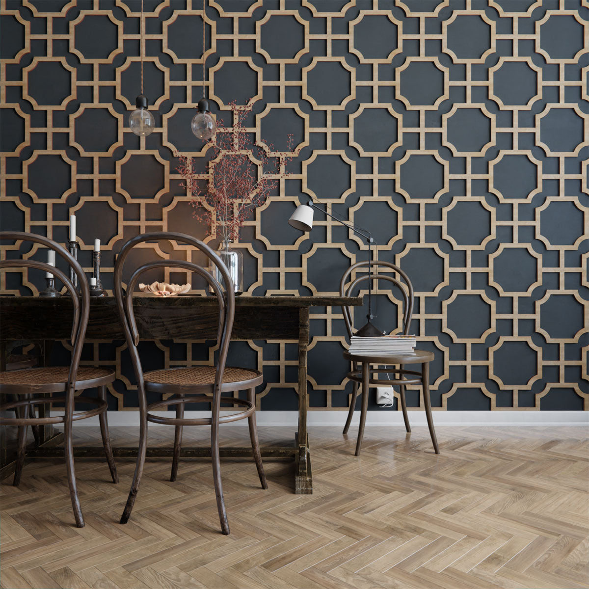 Bradley Decorative Fretwork Wall Panels - Laser Cut Wooden Room Dividers & Decorative Screens for Living Room, Bedroom, and Office Partitions
