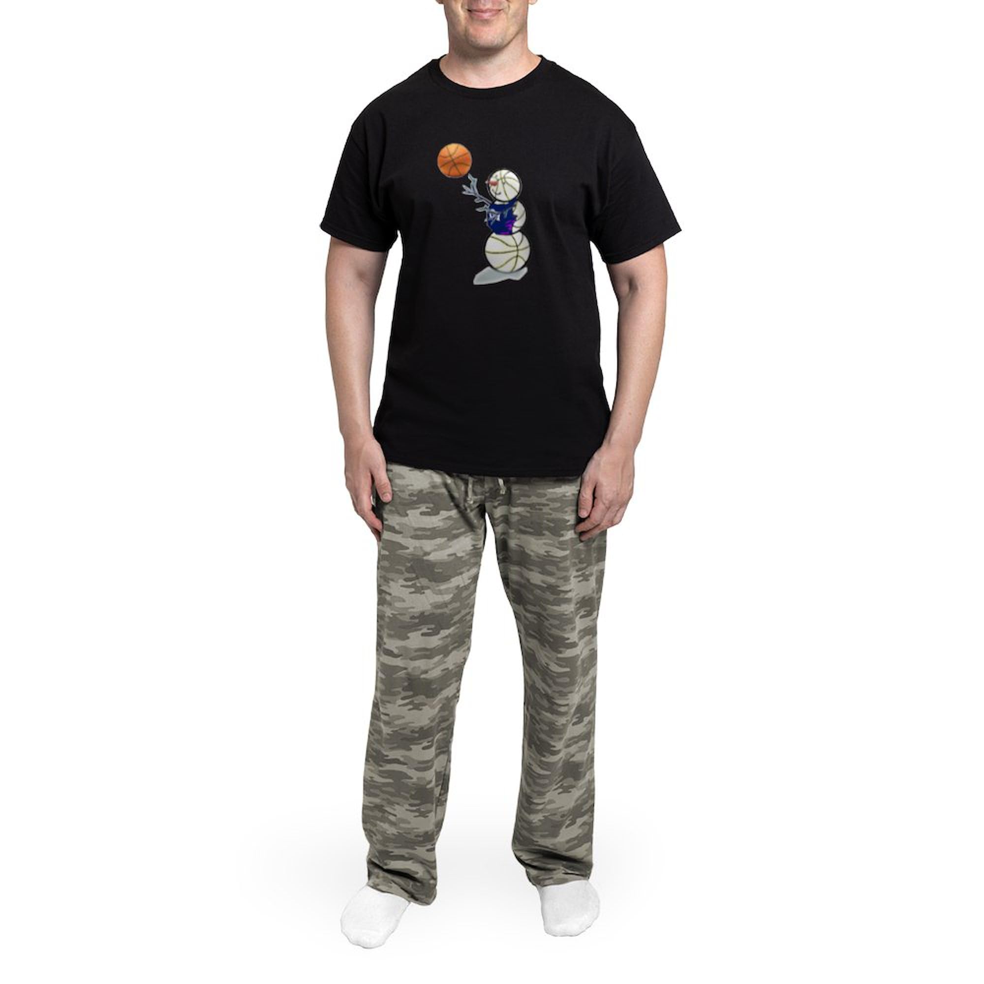 Basketball Snowman Men's Dark Pajama Set - 2-Piece Lounge & Sleepwear for Cozy Nights - Perfect for Christmas Gifts, Winter Lounging, and Holiday Comfort