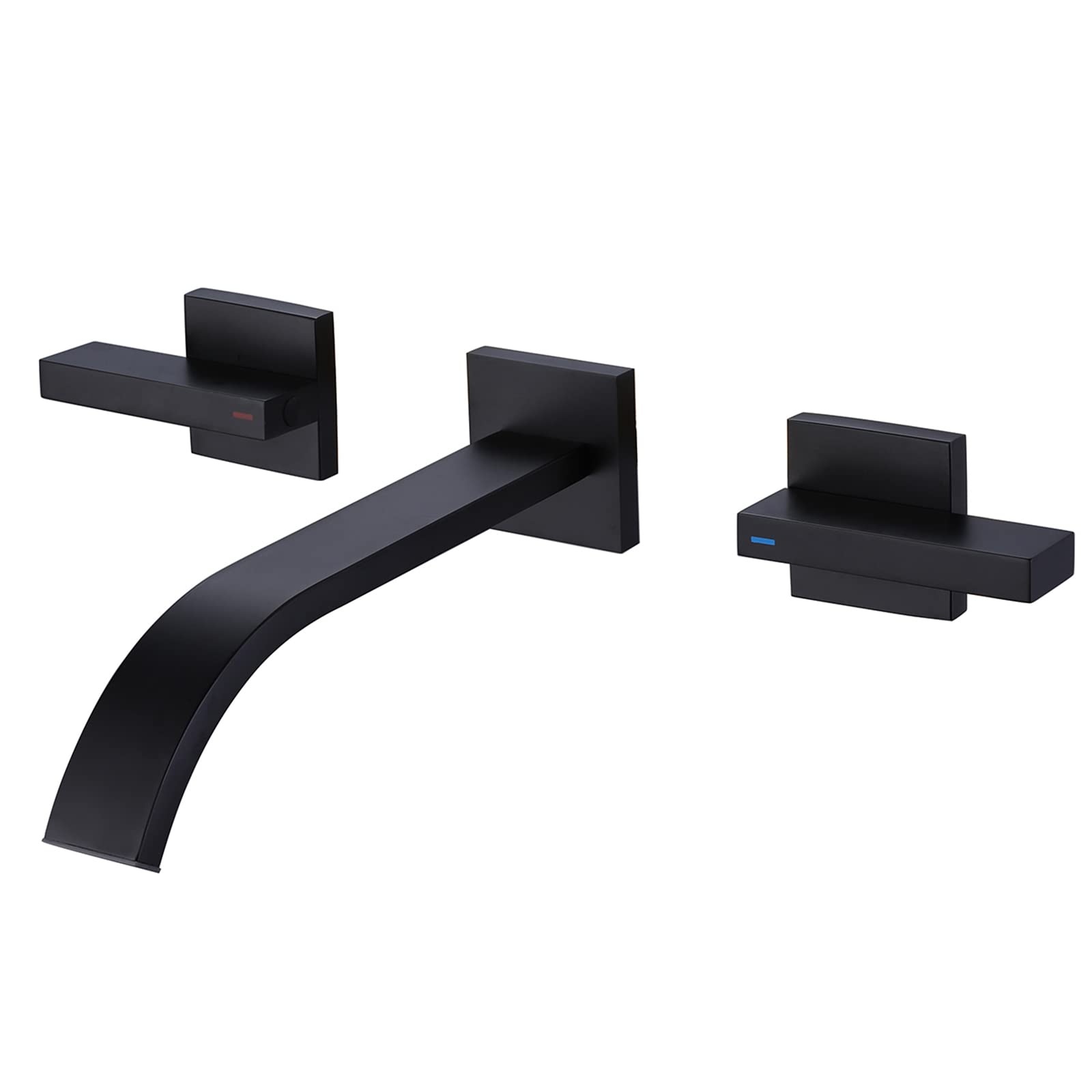 Brushed Brass Wall Mount Bathroom Faucet - Matte Black Sink Faucet with 2 Handles for Modern Bathrooms