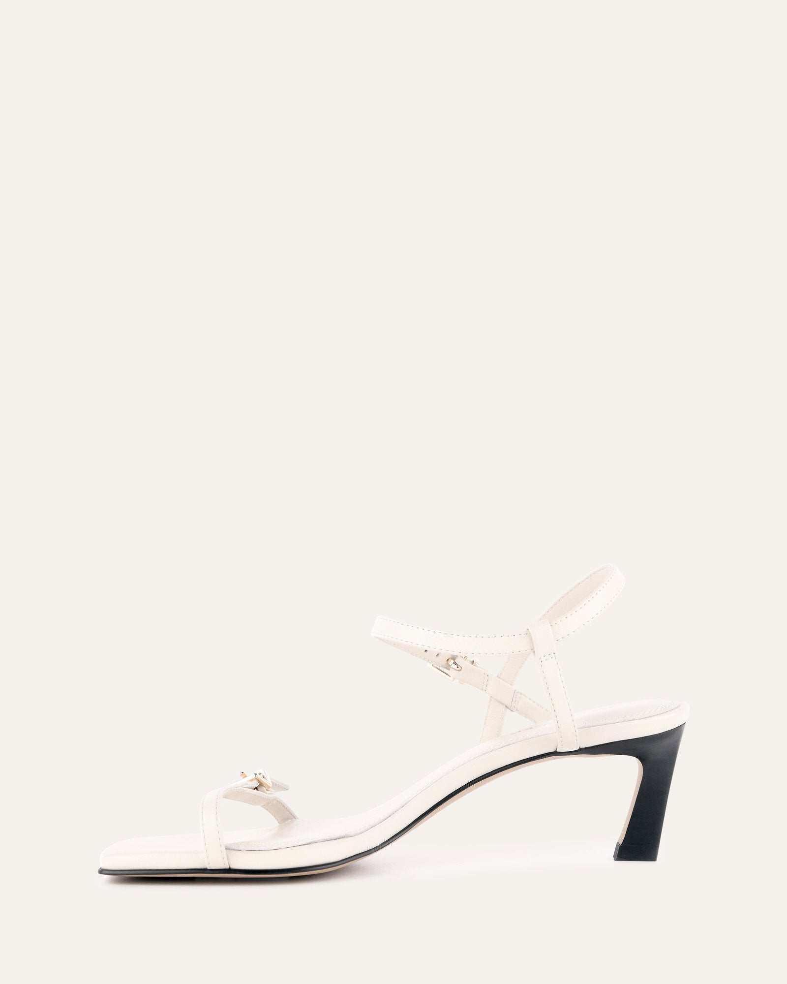 Gianni Women's Mid Heel Sandals - Off White Genuine Leather Comfortable Dress Shoes for Weddings, Parties & Summer Outfits