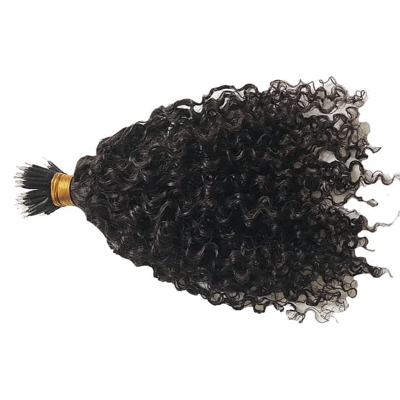 Malaysian Nano Ring Hair Extensions 100% Human Hair - Kinky Curly Nano Tip Beads for Women (12 Inch, 100 Strands, Black/Brown) | Natural Look Hair Extensions for Daily Wear, Parties & Special Occasions