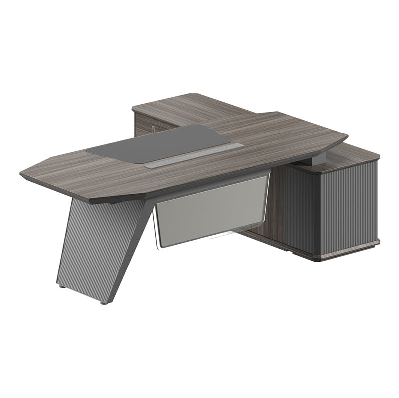 Premium MADDOK 200cm Executive Desk with Left Return in Chocolate & Charcoal Grey - Ideal for Home Office, Corporate Workspaces, and Modern Business Environments