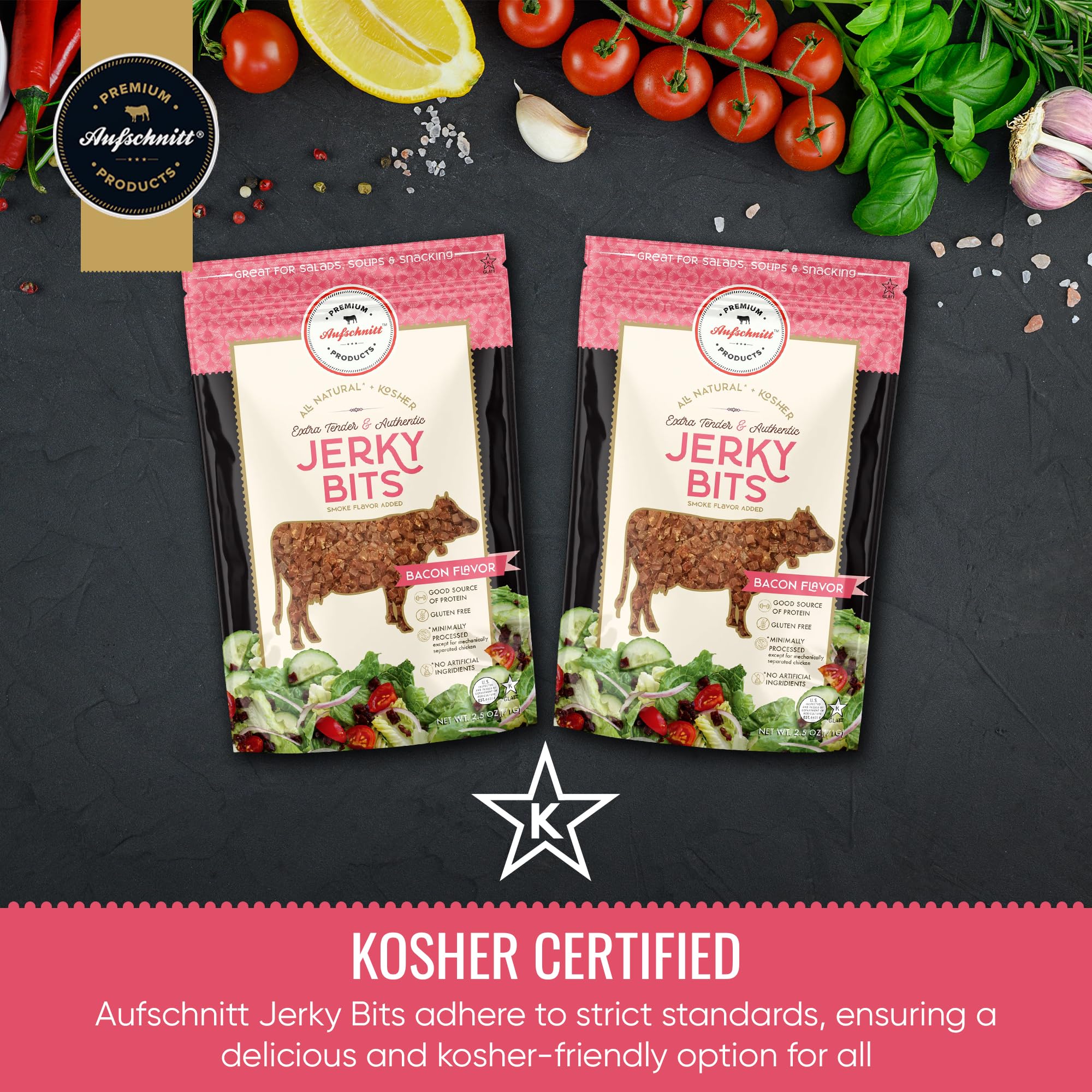 Beef and Chicken Jerky Bites - High Protein Healthy Snacks | Kosher, Halal & Keto Friendly | Bacon Flavor (2 Pack) | Perfect for Hiking, Camping & On-the-Go Snacking