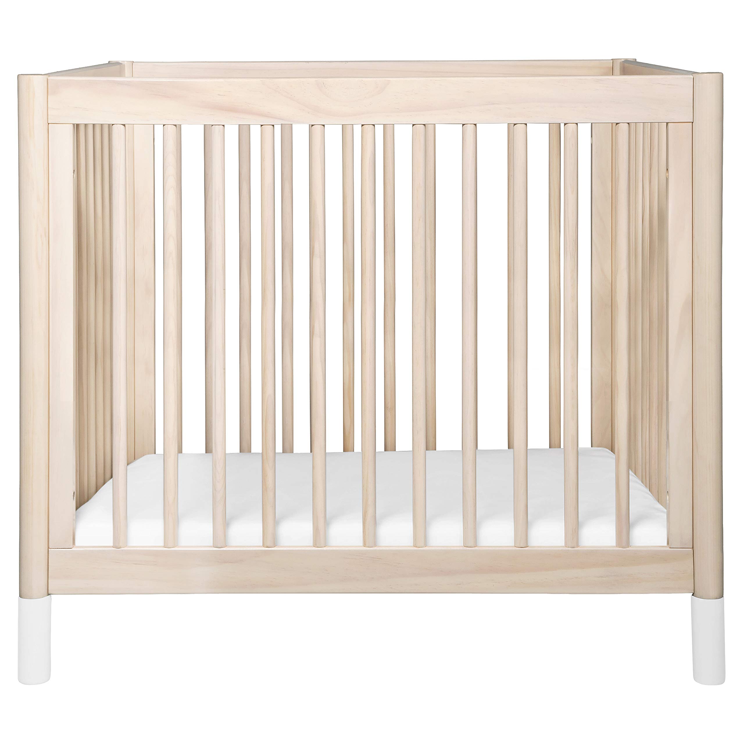 Babyletto Gelato 4-in-1 Convertible Mini Crib - Washed Natural & White - Greenguard Gold Certified - Perfect for Nursery, Small Spaces & Travel